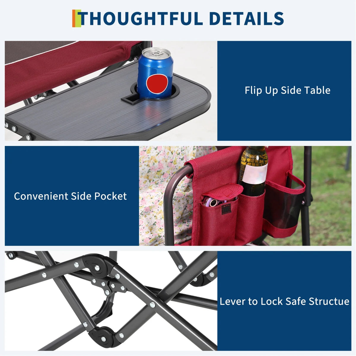 HiMISS 400 Lb Oversized Folding Directors Chair With Side Table