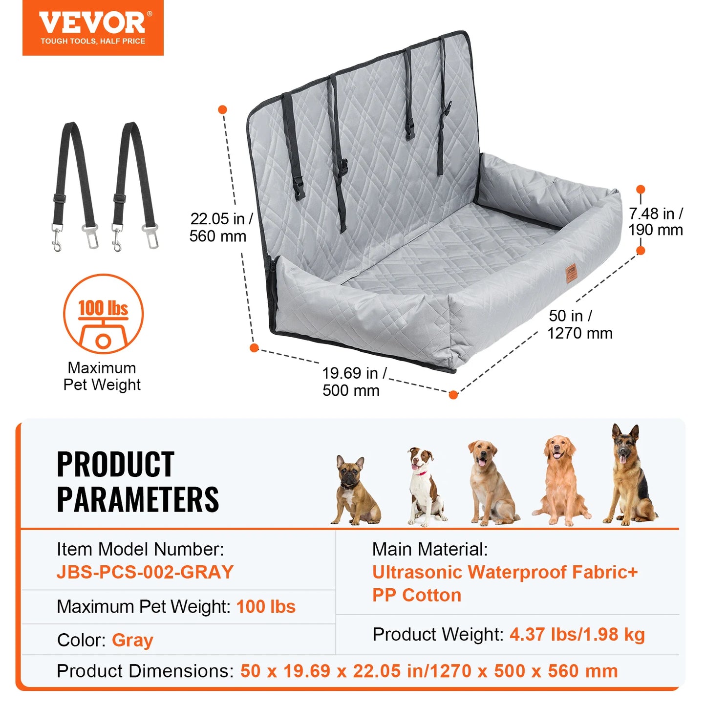 SucceBuy Waterproof Dog Car Seat Booster For Medium To Large Dogs