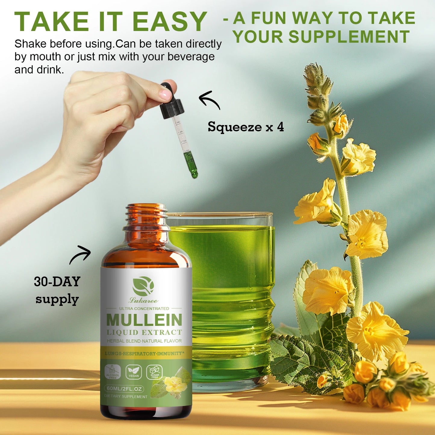 Mulittea Mullein Drops For Lung Support And Respiration