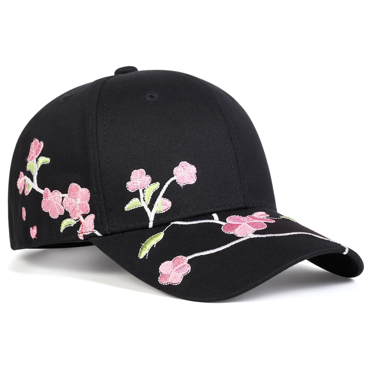 1piece Unisex Peach Blossom Embroidery Baseball Cap Outdoor Adjustable Sunscreen Leisure Hat Spring Autumn Travel Vacation