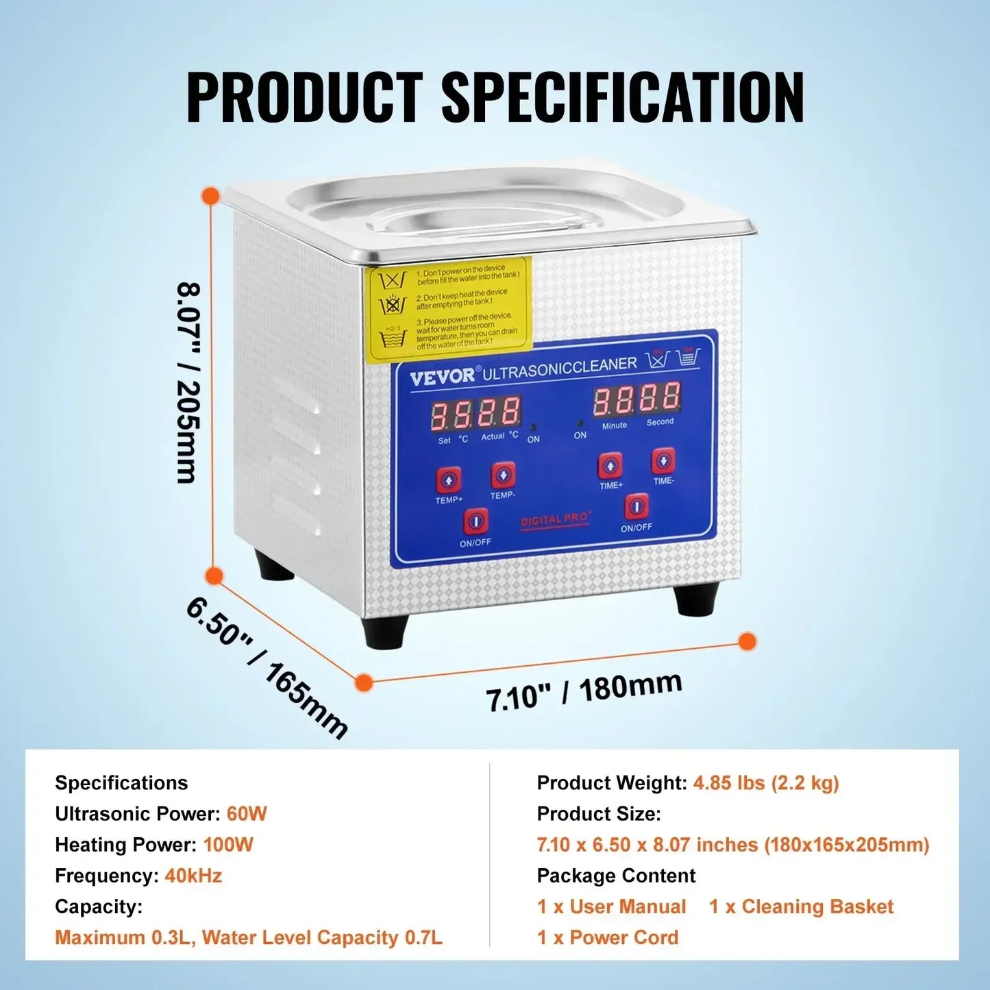 Experience professional-grade cleaning with the VEVOR ultrasonic cleaner, designed to blast away grime from everyday items with effortless efficiency.