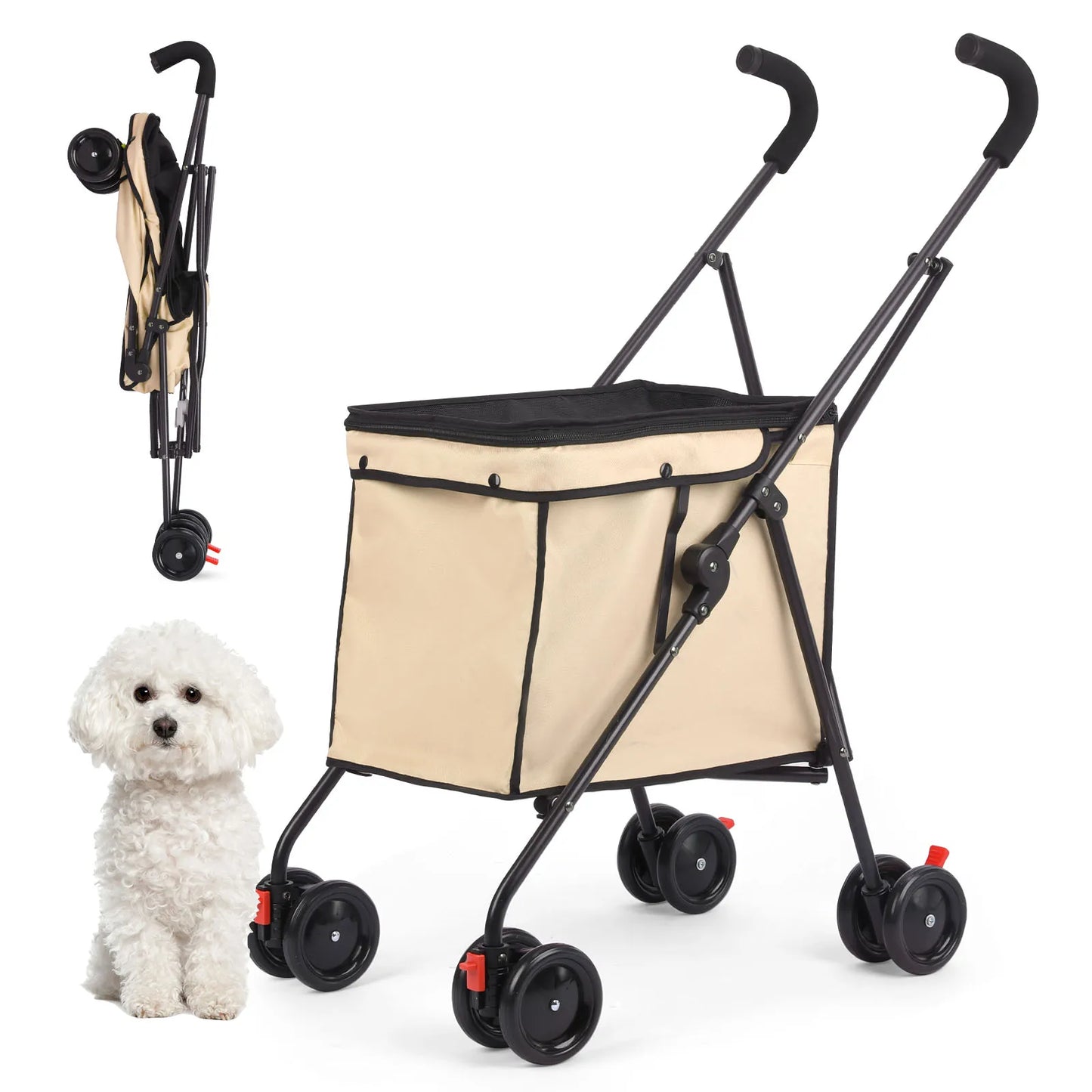 Meet the Wedyvko Shopping Trolley, a compact, pet-friendly stroller that makes your outings effortless.