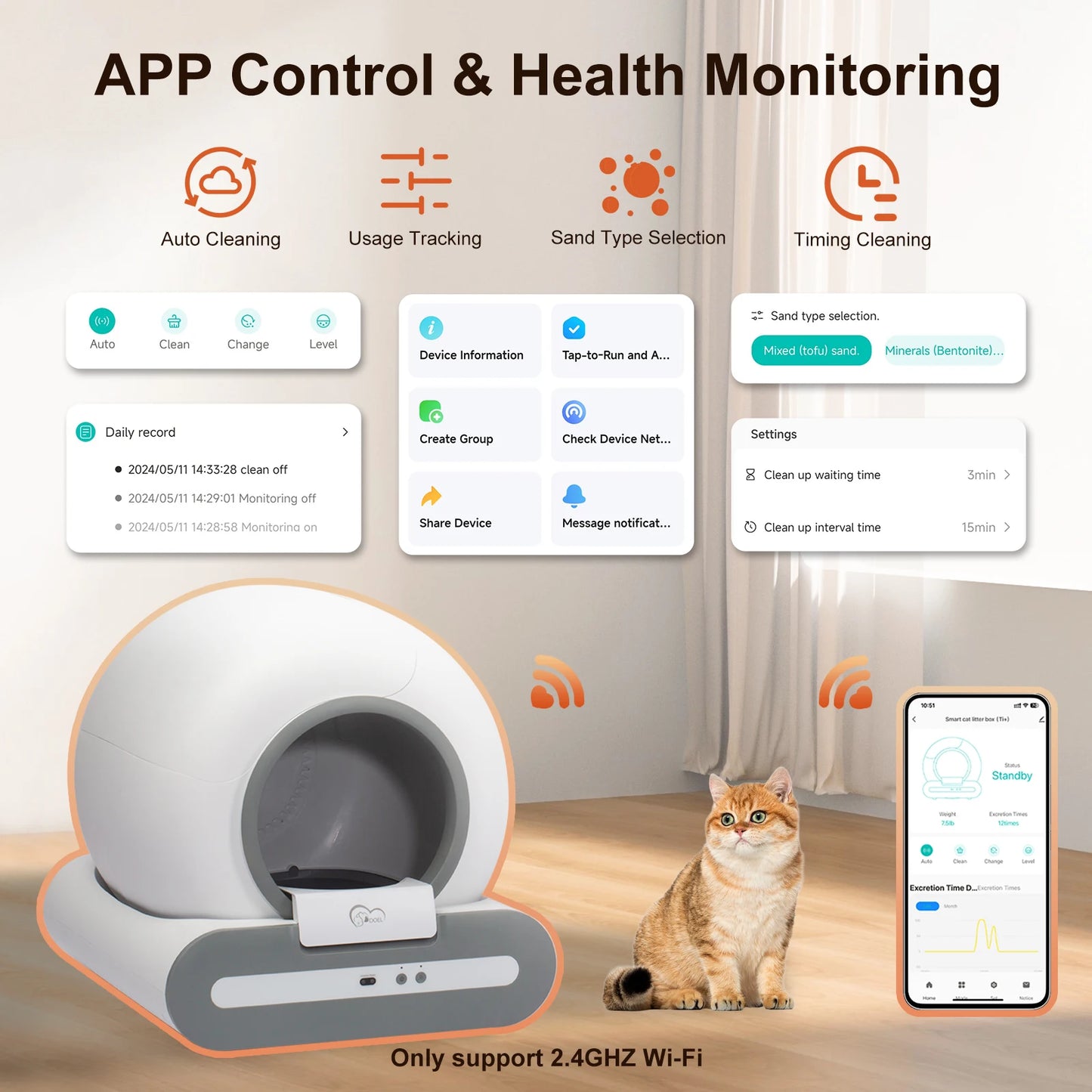 Experience effortless litter care with the DOEL 65L Self-Cleaning Cat Litter Box, powered by app control and built for busy homes, apartments, and households.