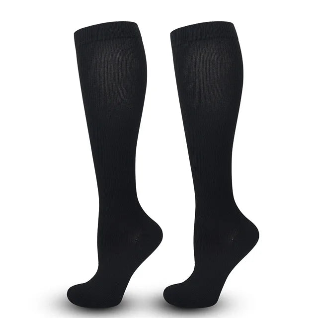1 Pair Women's & Men's Compression Socks 15-20 mmHg Knee High Stocking for Cycling Soccer Running Athletic Calf Socks