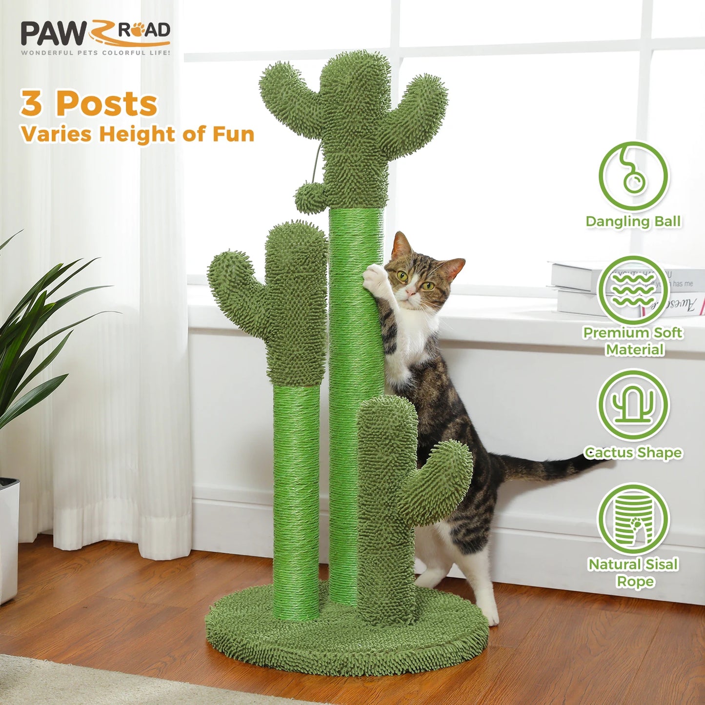 From PAWZ Road, this cactus cat scratching post offers your indoor cat a stylish, sturdy outlet for claws, exploration, and everyday fun that lasts.