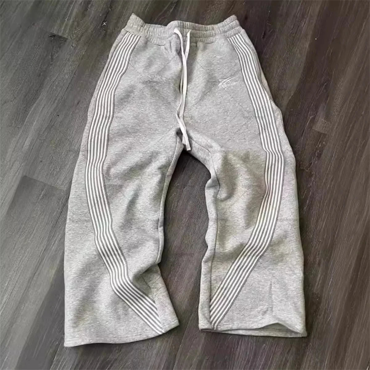 Y2K Embroidered Black Gray Camo Casual Tactical Jogging Sweatpants Drawstring