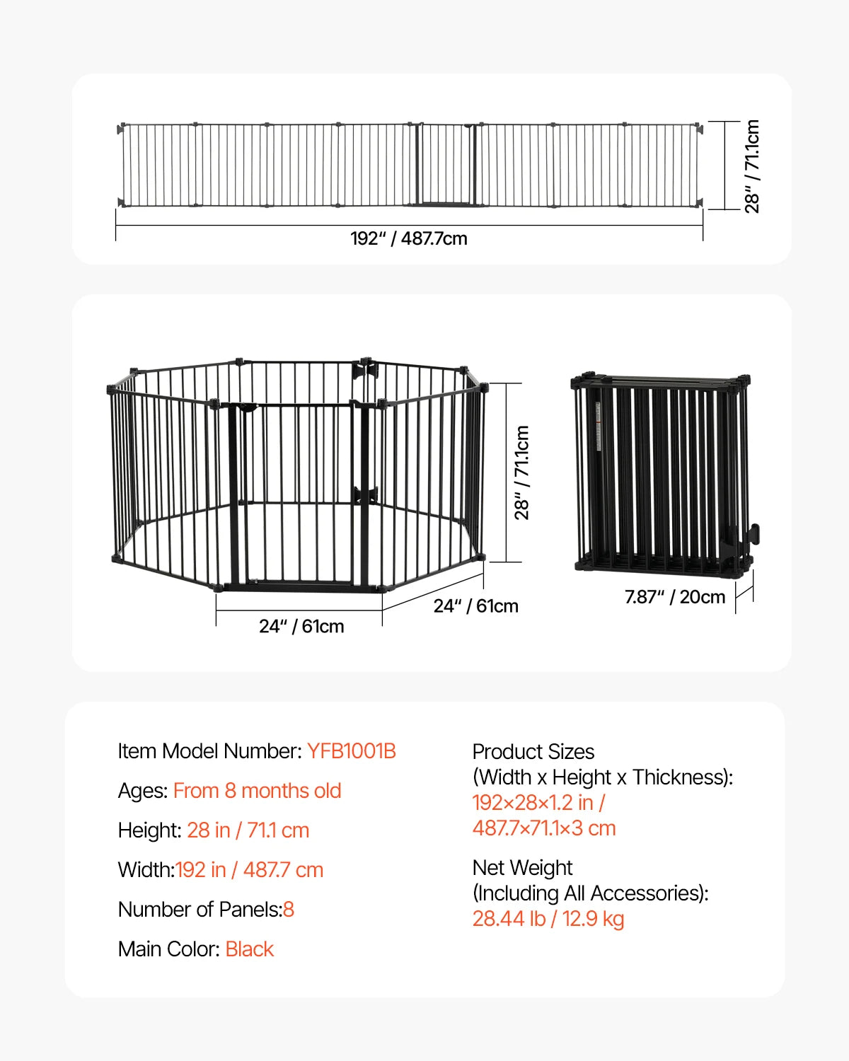 SucceBuy Baby Gate 28 30 36 Inches High Walk Through Pressure Mount