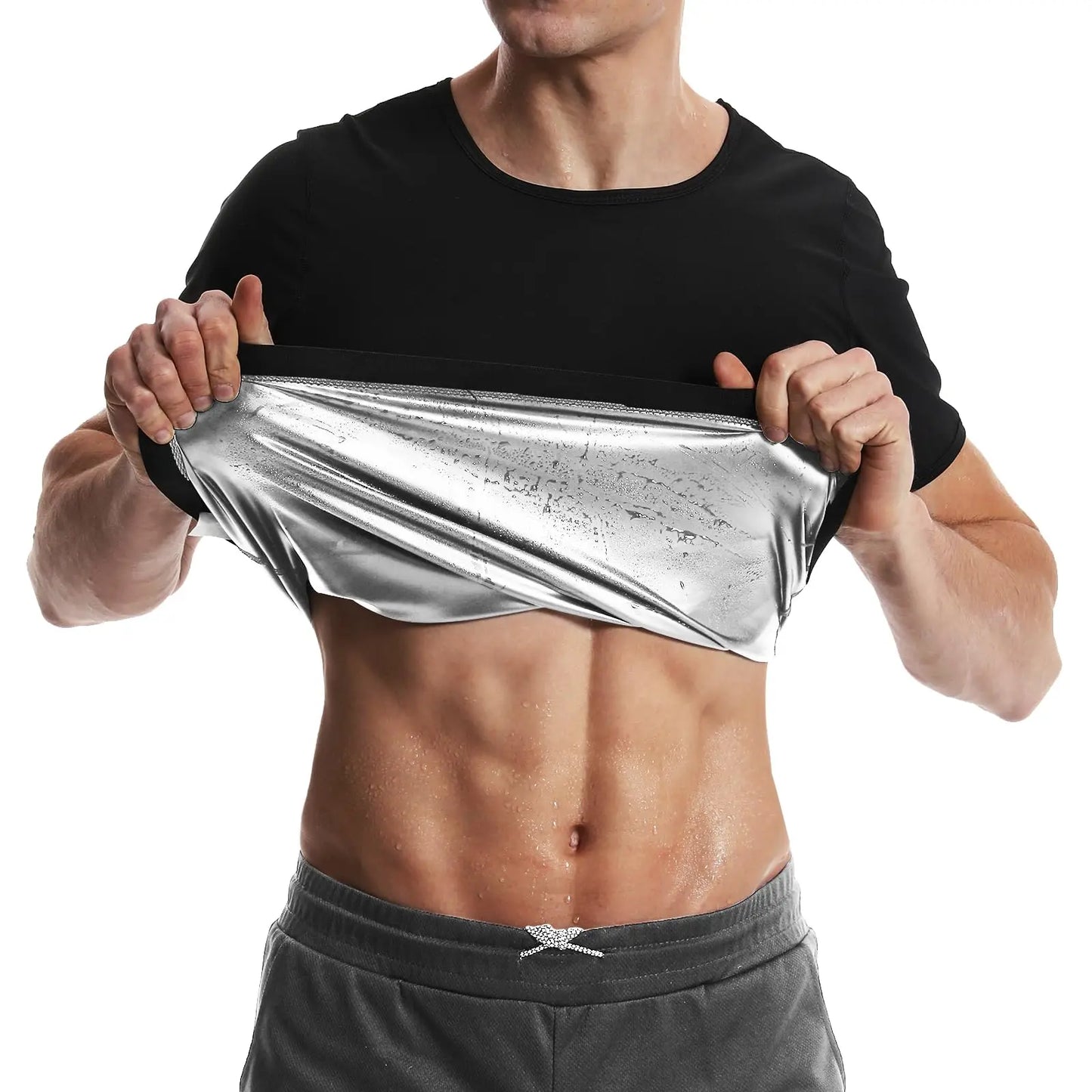 LILVIGORCN Men Sauna Compression Shirt Short Sleeve Body Shaper For Workout