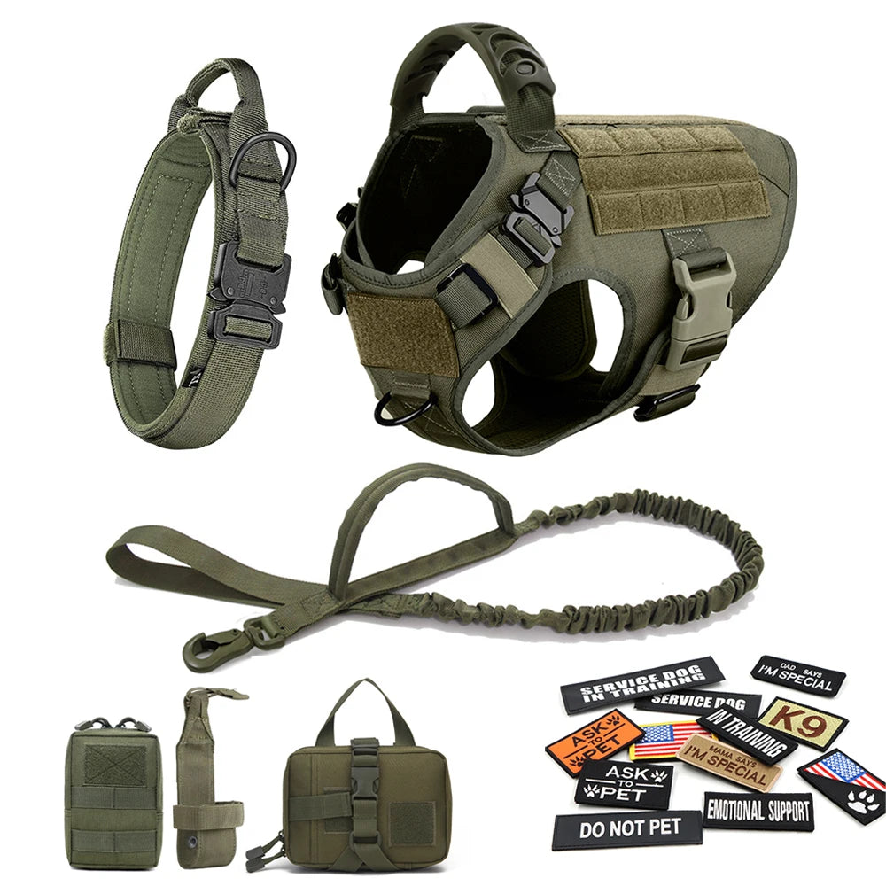 Equip your canine for focused training with the PETRAVELCN Military Large Dog Harness Vest Set.