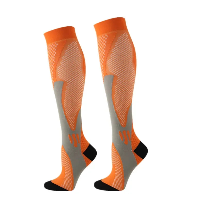 Experience all-day comfort and performance with knee-high compression socks from Brand NONE, designed for you as an athlete and everyday mover, with soft yet supportive fabric that improves your circulation and speeds recovery after workouts.