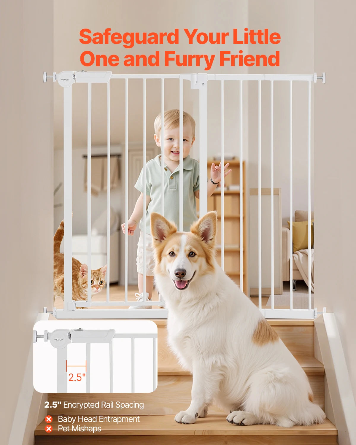 SucceBuy Baby Gate 28 30 36 Inches High Walk Through Pressure Mount