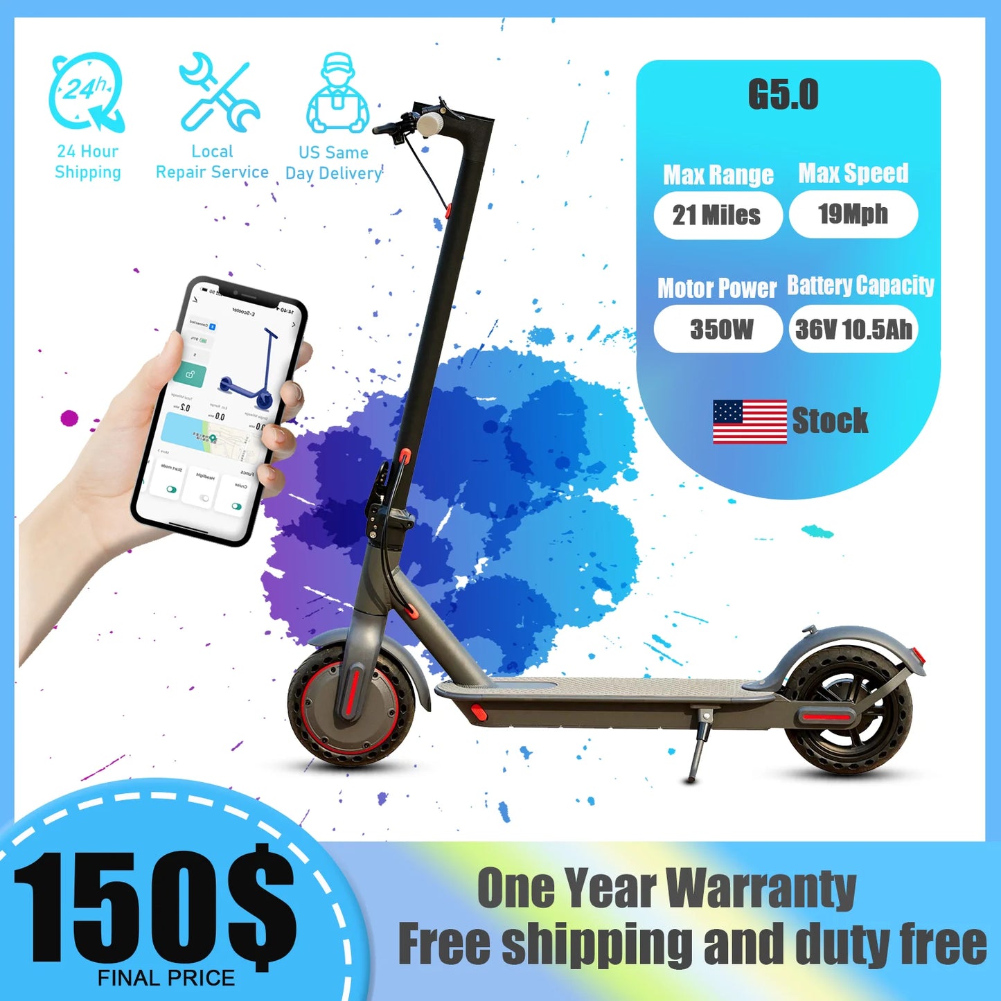 Meet the G5.0 electric scooter, your reliable companion for city commutes, campus runs, and weekend adventures.