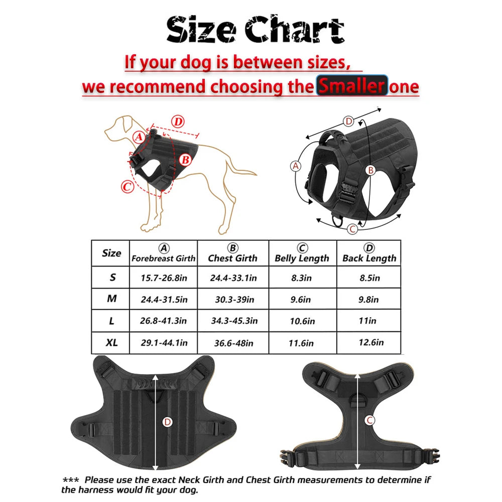 Equip your canine for focused training with the PETRAVELCN Military Large Dog Harness Vest Set.