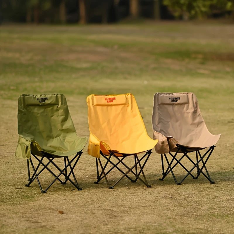 2PC Outdoor Camping Chair Folding Material Saving Space High Back Design Comfortable Ergonomic Fit Lightweight and Durable