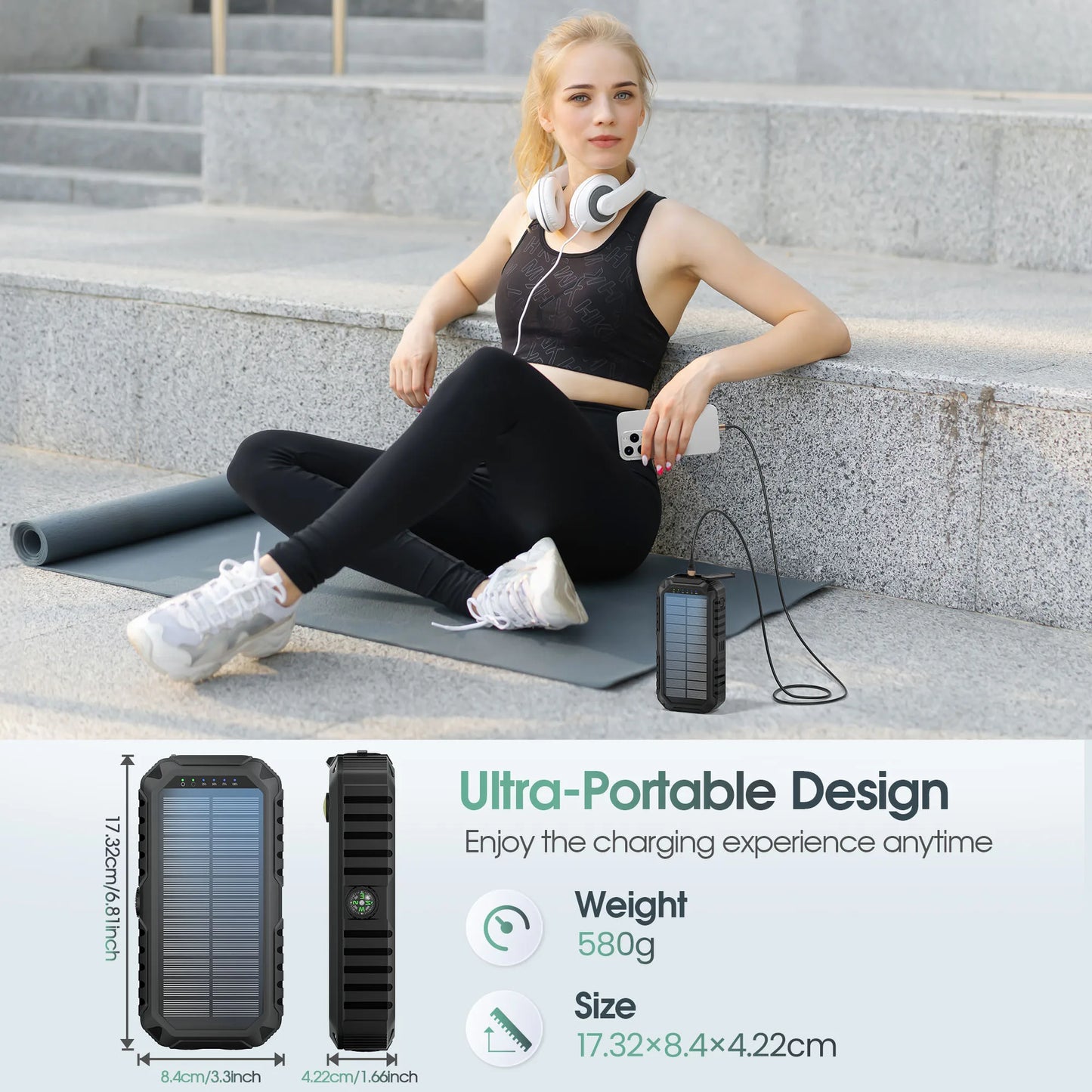 Power out or off the grid? This 40000mAh solar power bank keeps you charged on the go, with dependable power you can count on.