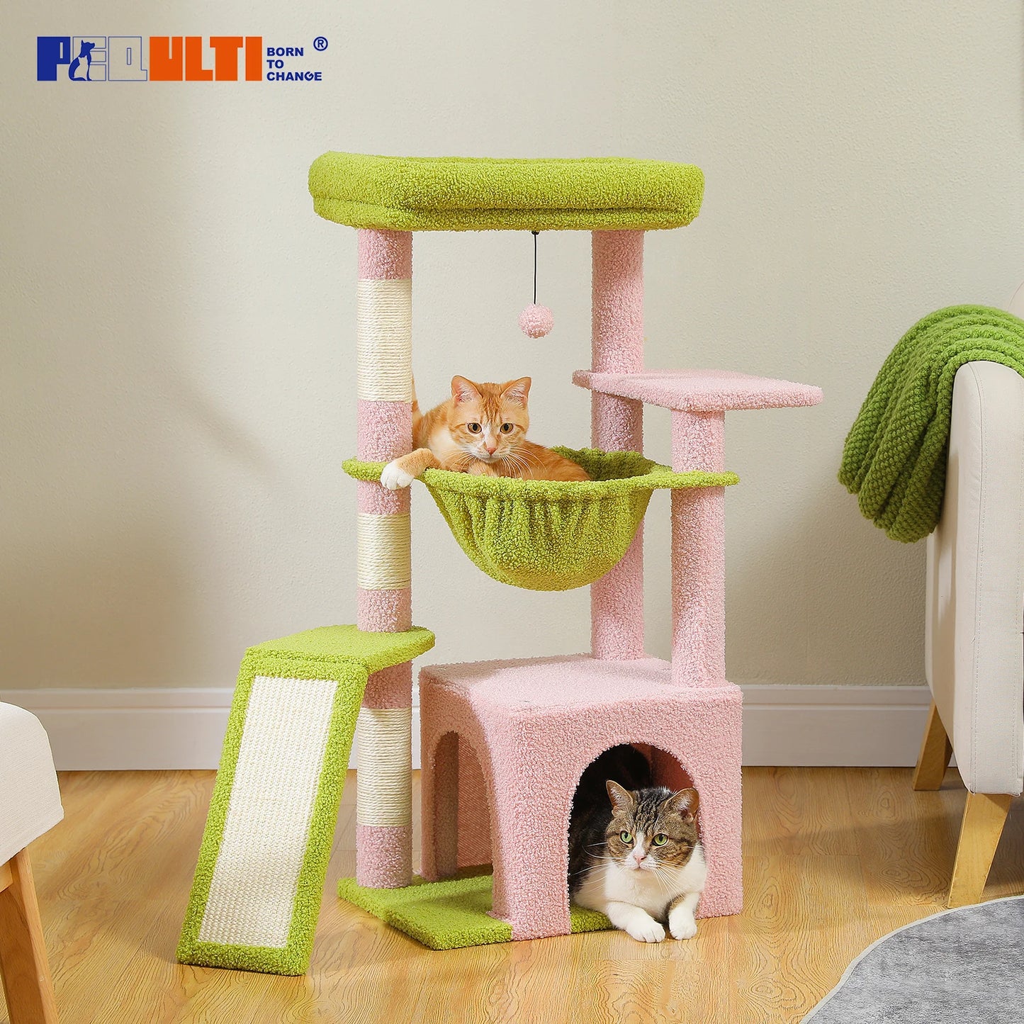 PEQULTICN Small Cat Tree With Three Levels Sisal Scratching Post
