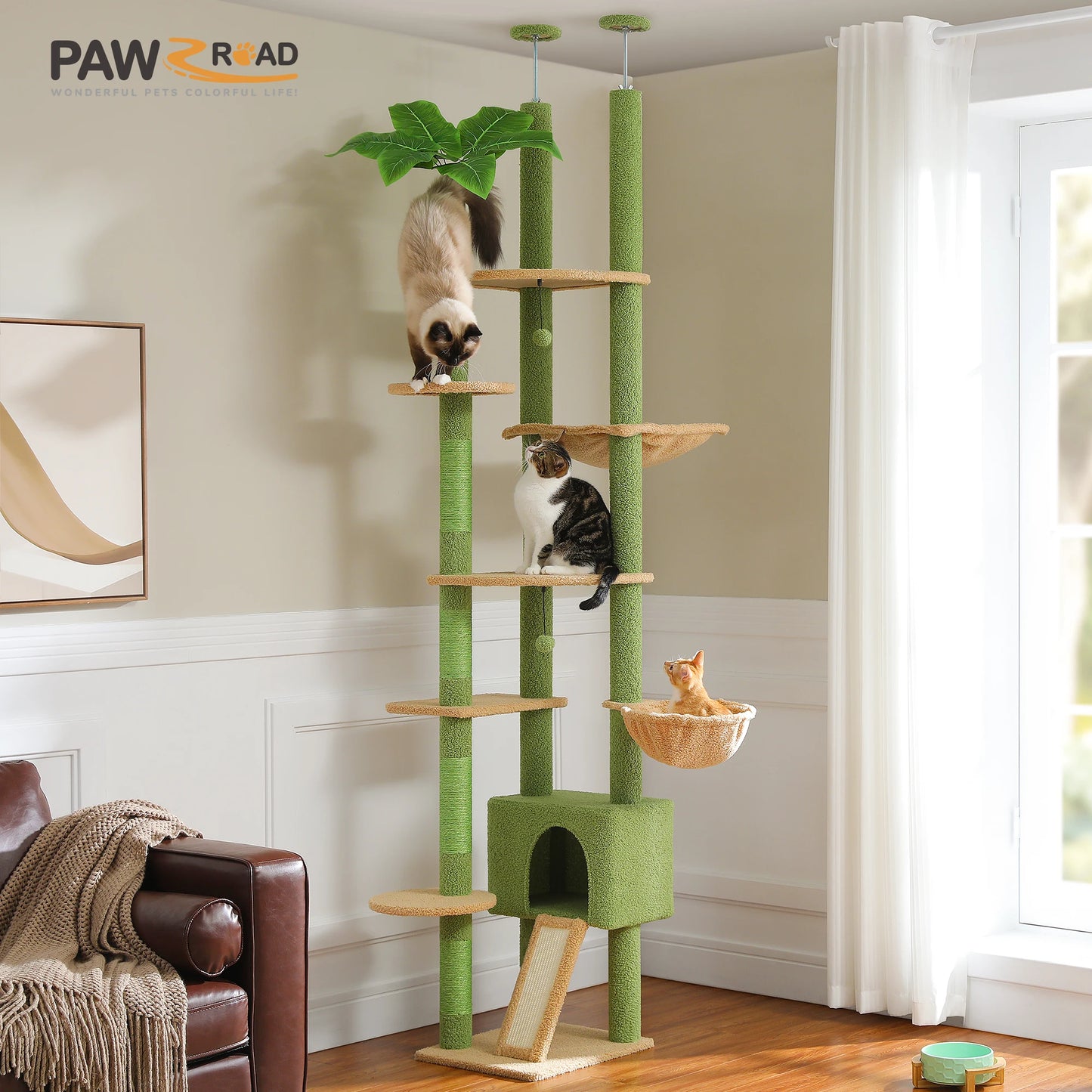 Elevate your cat’s playtime with PAWZ Road Floor to Ceiling Cat Tree.
