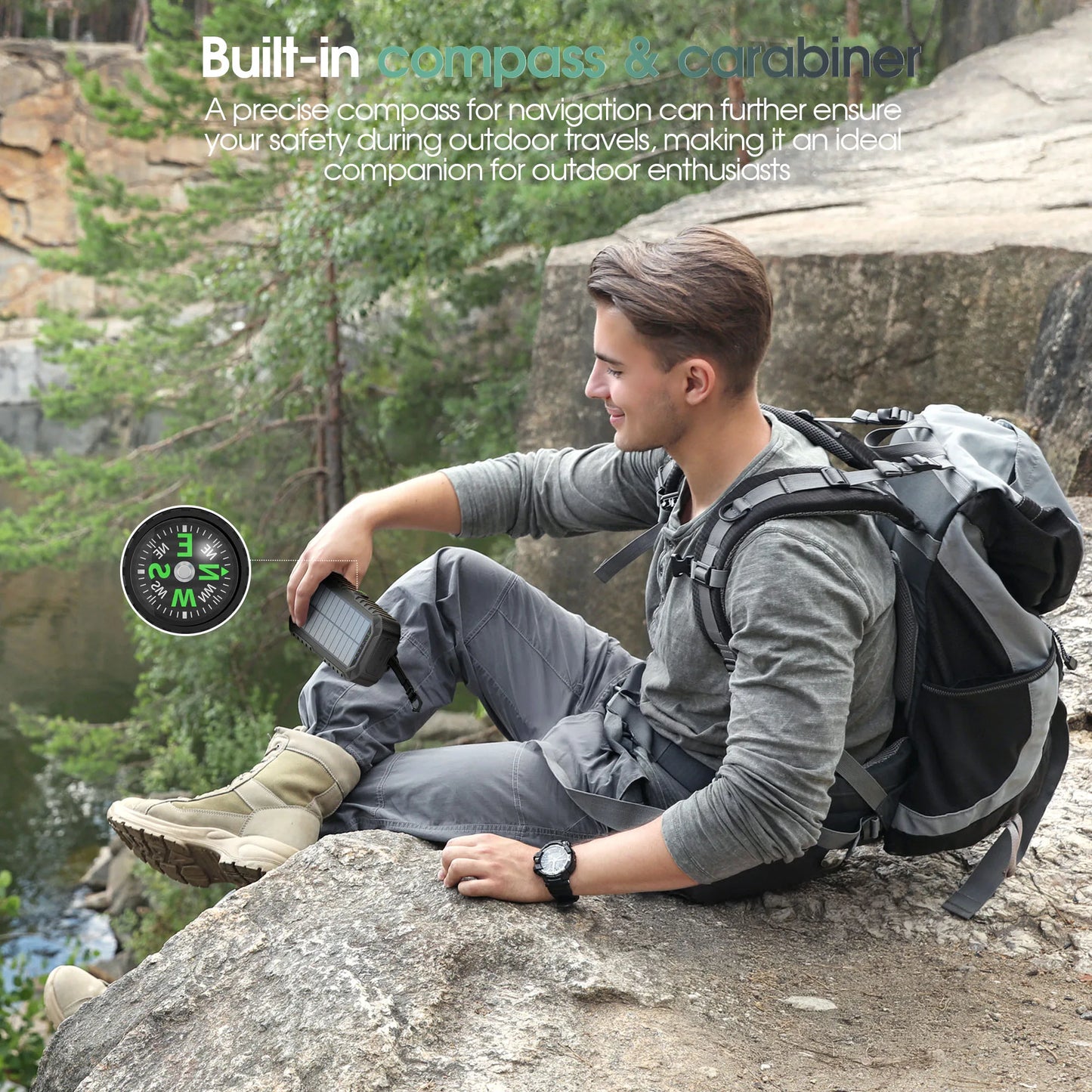 Power out or off the grid? This 40000mAh solar power bank keeps you charged on the go, with dependable power you can count on.