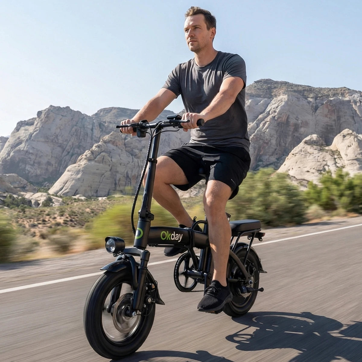 400W Foldable Electric Bike for Adults, 19 MPH, Long Range, 14" All-Terrain Tires, Dual Brakes, Portable Commuter E-Bike with Ca