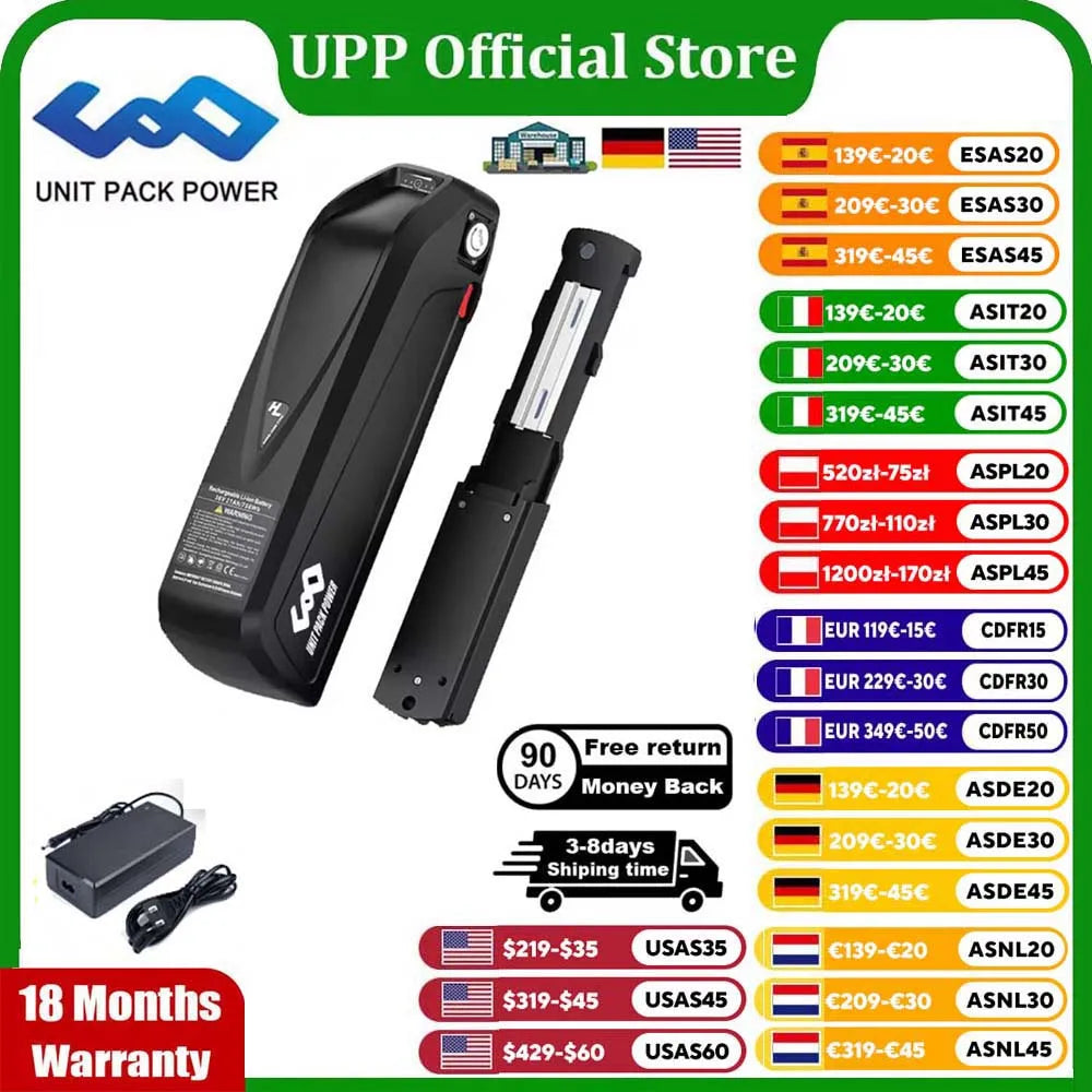 Unitpackpower Ebike Battery 52V 48V 24Ah 21700 18650 Pack For BBS02 BBS01 BBSHD