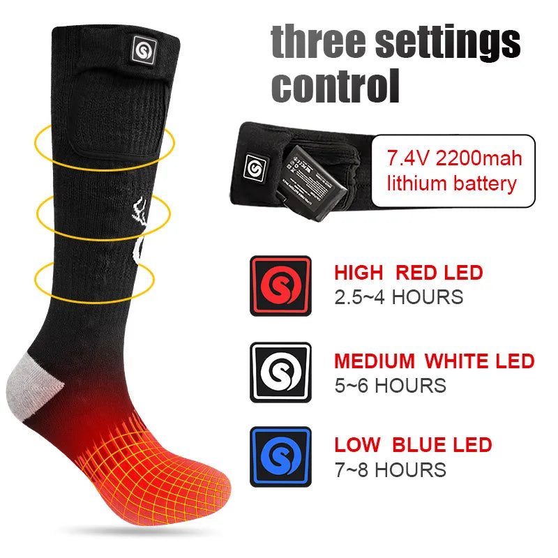 Snow Deer Rechargeable Heated Socks For Men Three Heat Settings 40C To 65C