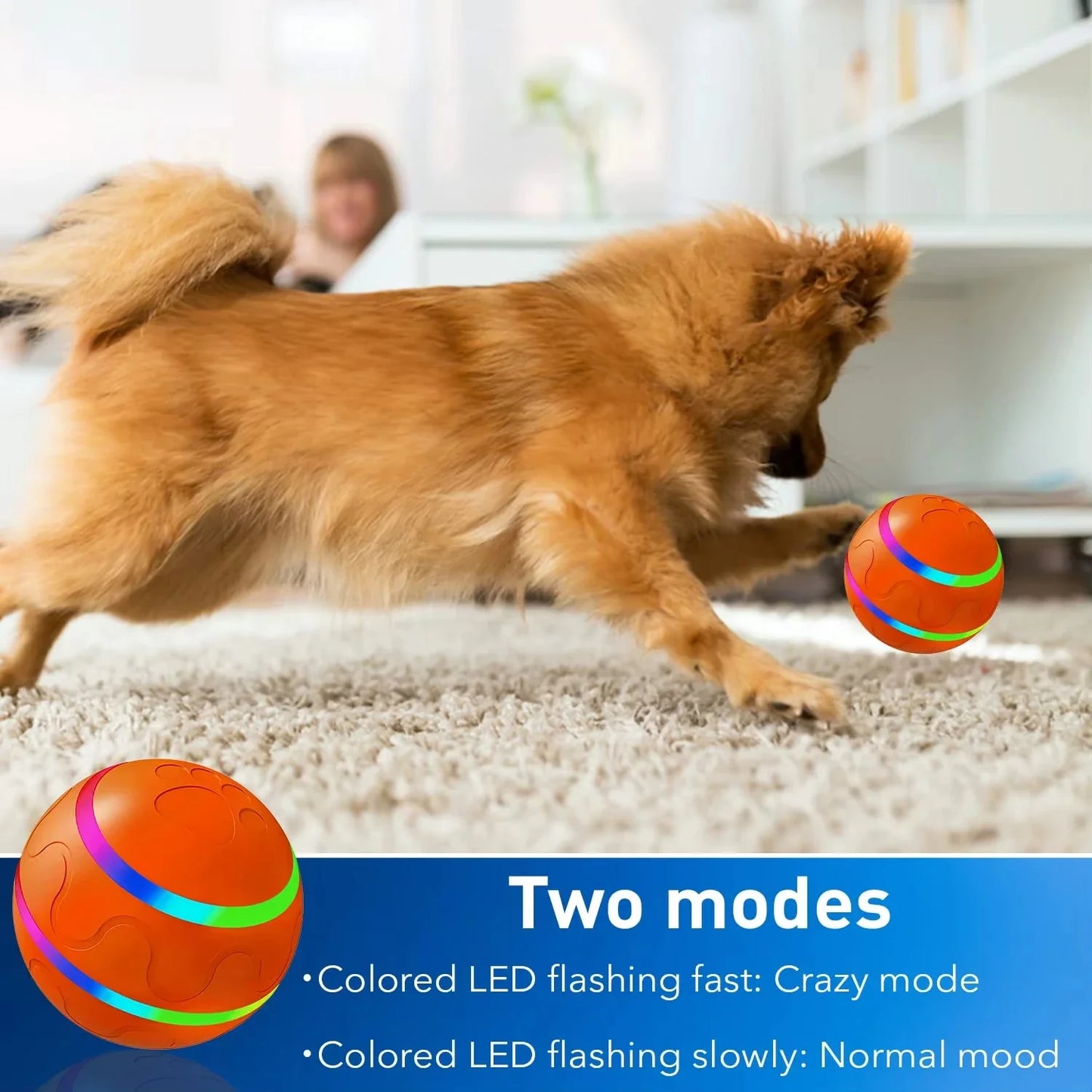 MeowMeows Active Rolling Ball For Dogs USB Rechargeable 2Point2Inch Toy