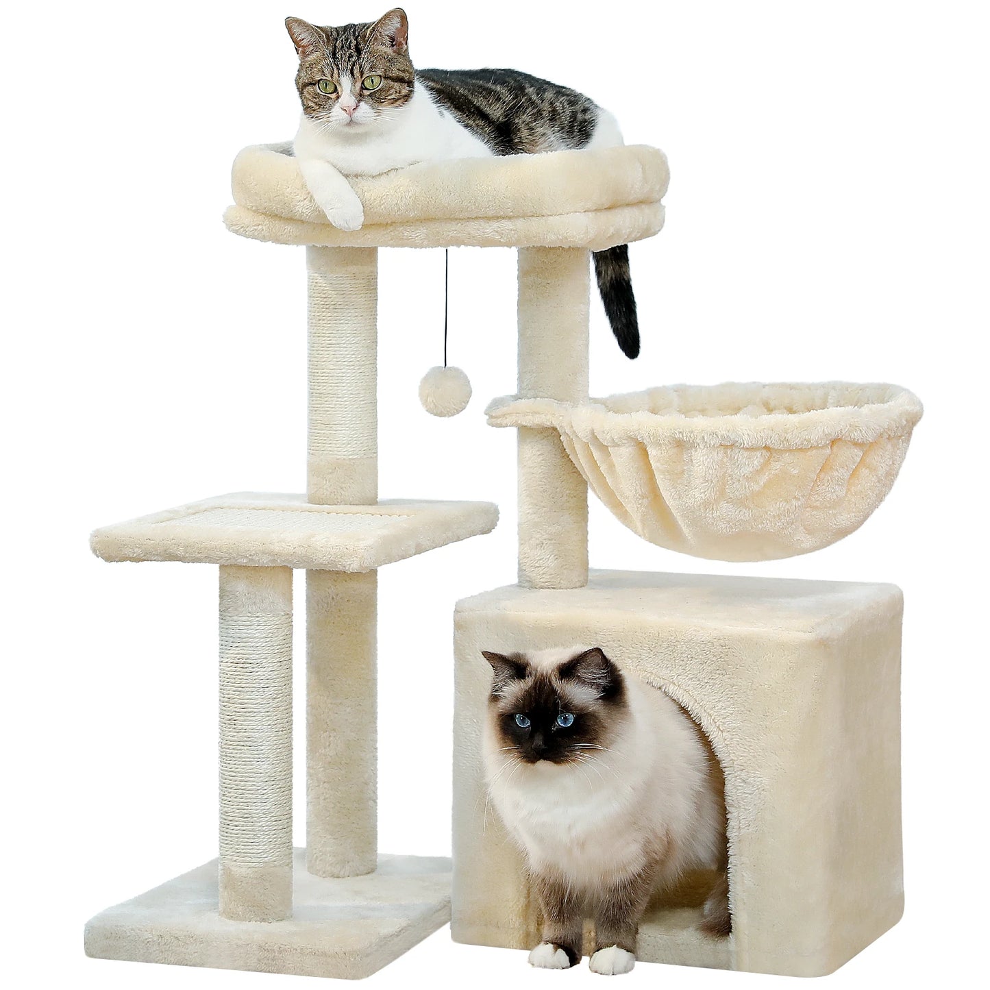 PEQULTICN Small Cat Tree With Three Levels Sisal Scratching Post