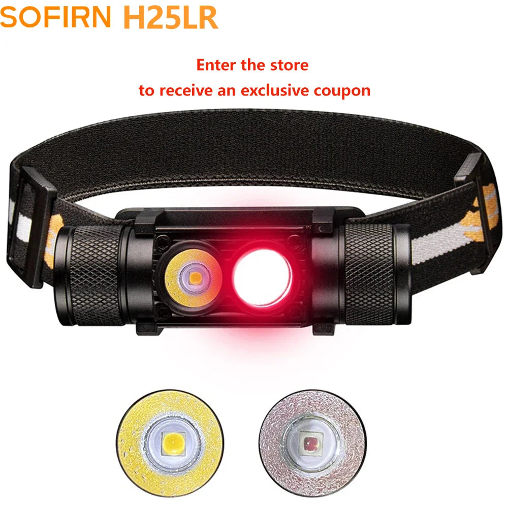 Sofirn H25LR LED Rechargeable Headlamp 1200 Lumen 90 CRI White And Red