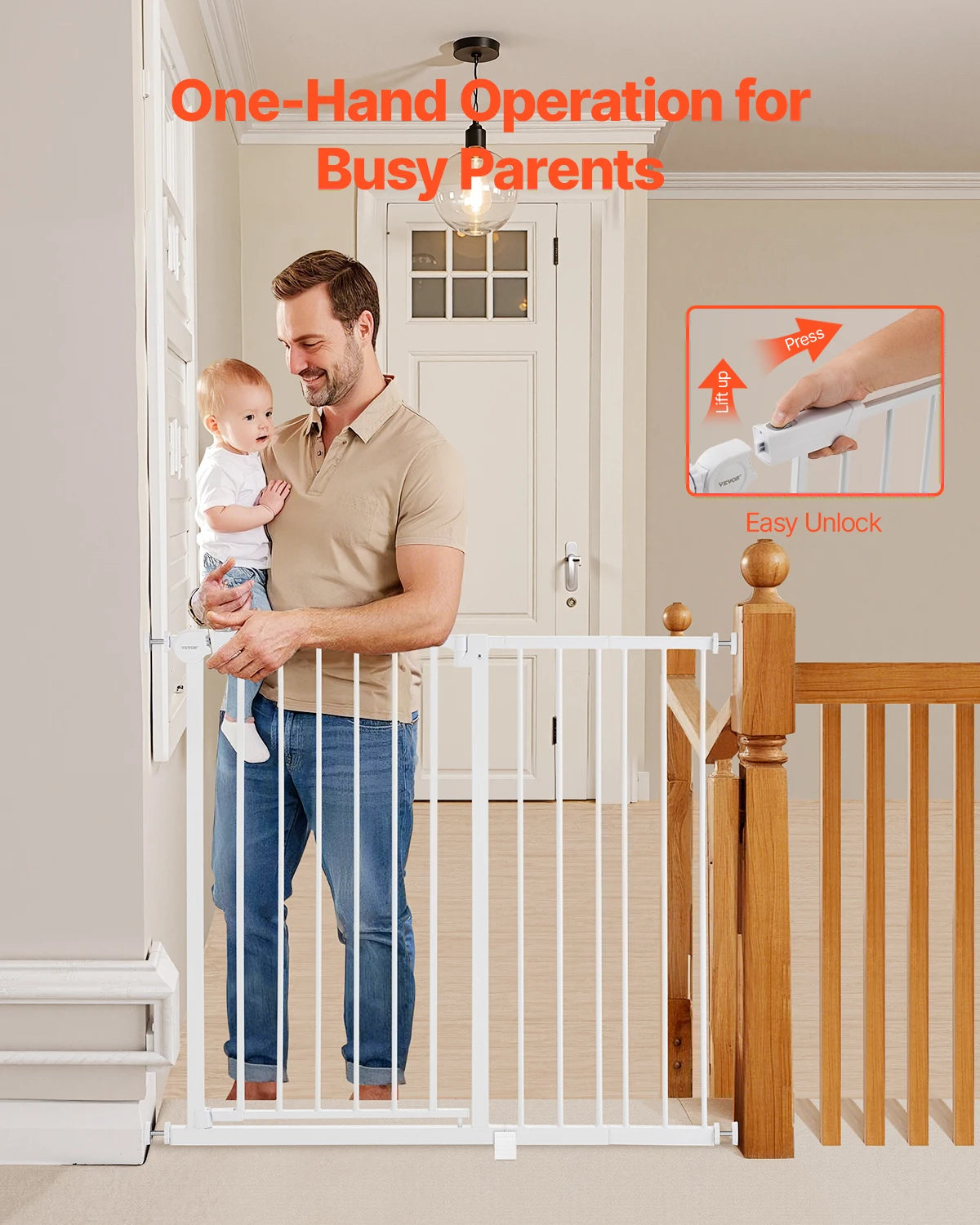 SucceBuy Baby Gate 28 30 36 Inches High Walk Through Pressure Mount