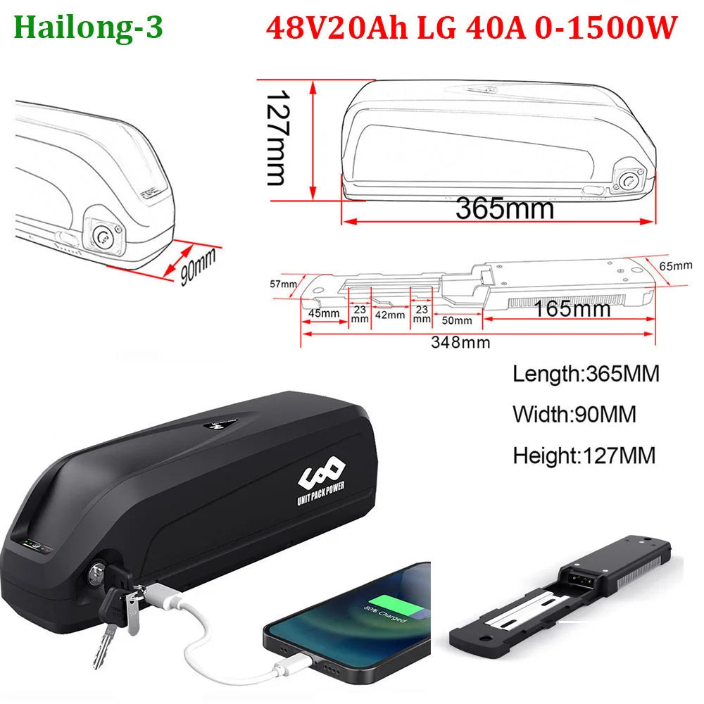 Unitpackpower Ebike Battery 52V 48V 24Ah 21700 18650 Pack For BBS02 BBS01 BBSHD