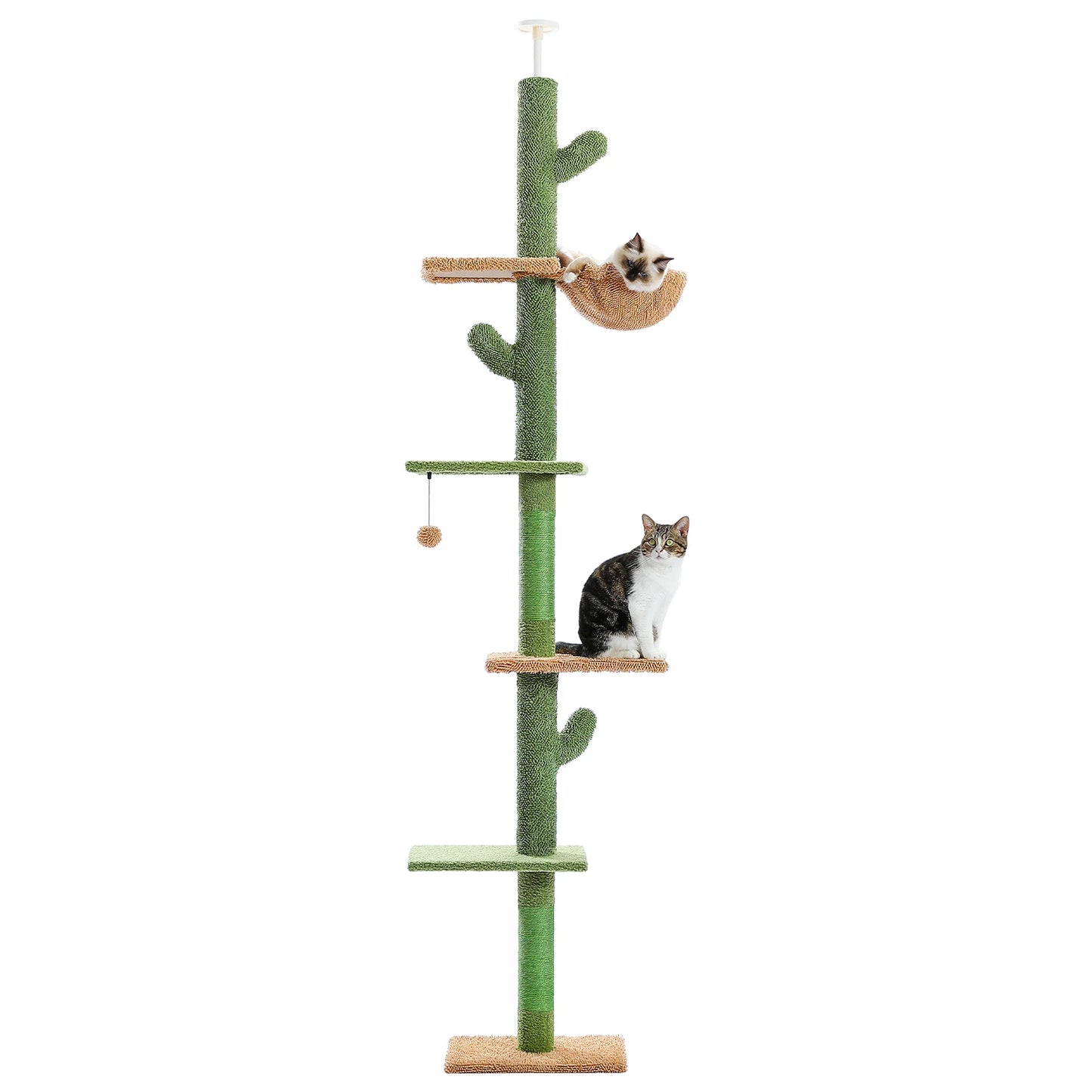 PAWZ Road 5 Tier Floor To Ceiling Cat Tree Cactus Tall Climbing Hammock Ball