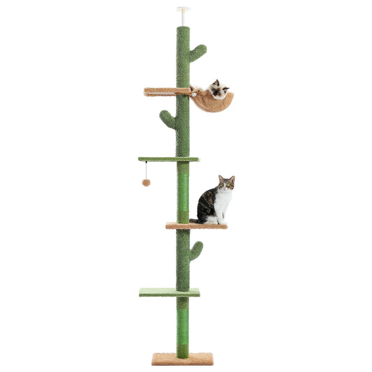 PAWZ Road 5 Tier Floor To Ceiling Cat Tree Cactus Tall Climbing Hammock Ball