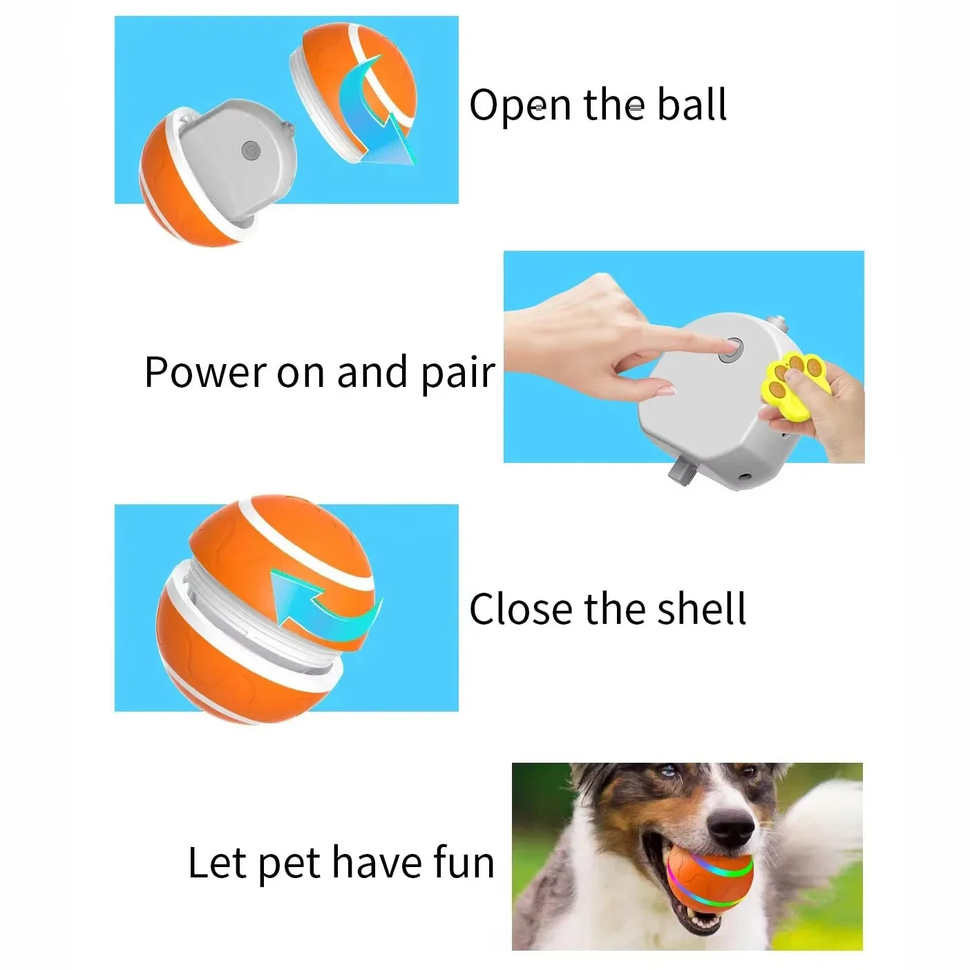 MeowMeows Active Rolling Ball For Dogs USB Rechargeable 2Point2Inch Toy