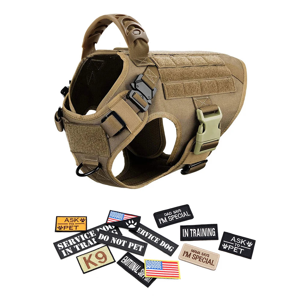 Equip your canine for focused training with the PETRAVELCN Military Large Dog Harness Vest Set.