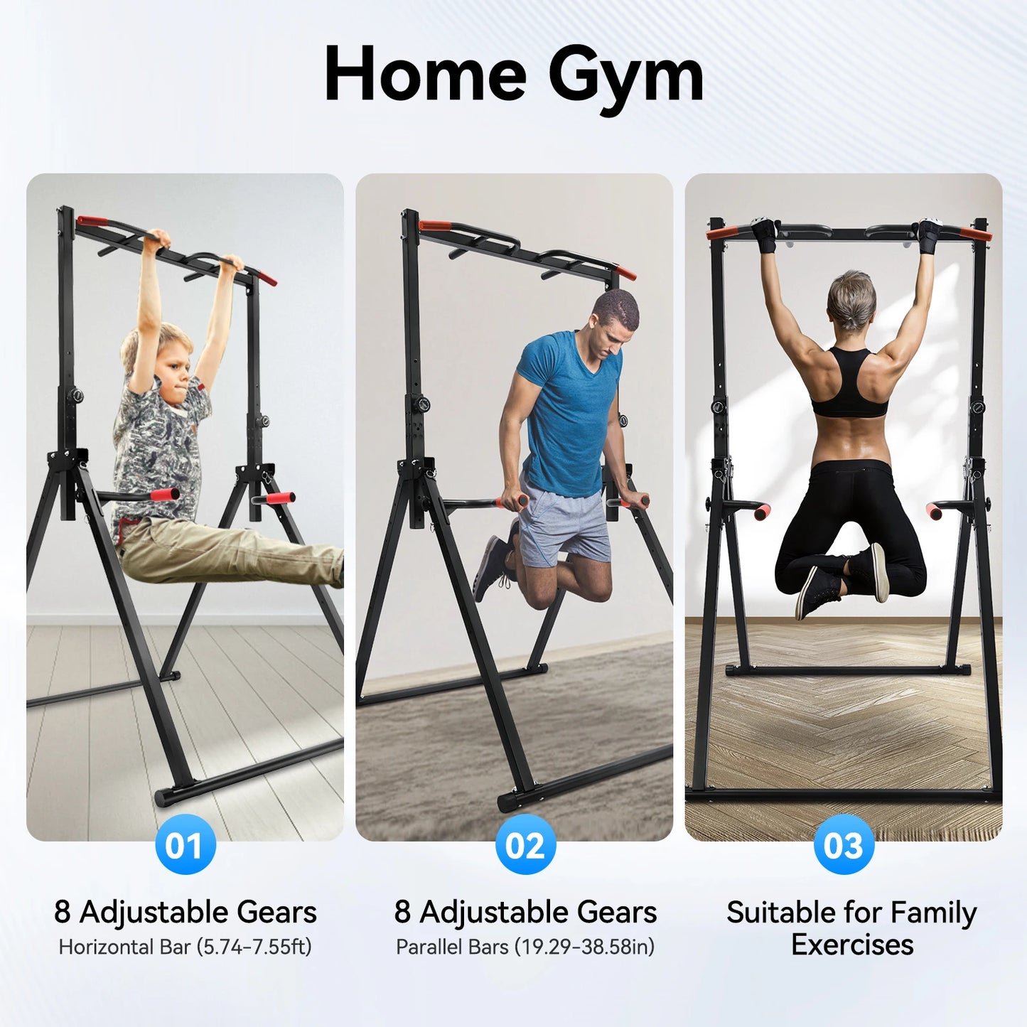 Elevate your home workouts with this sturdy, foldable pull-up bar system built for serious strength training.