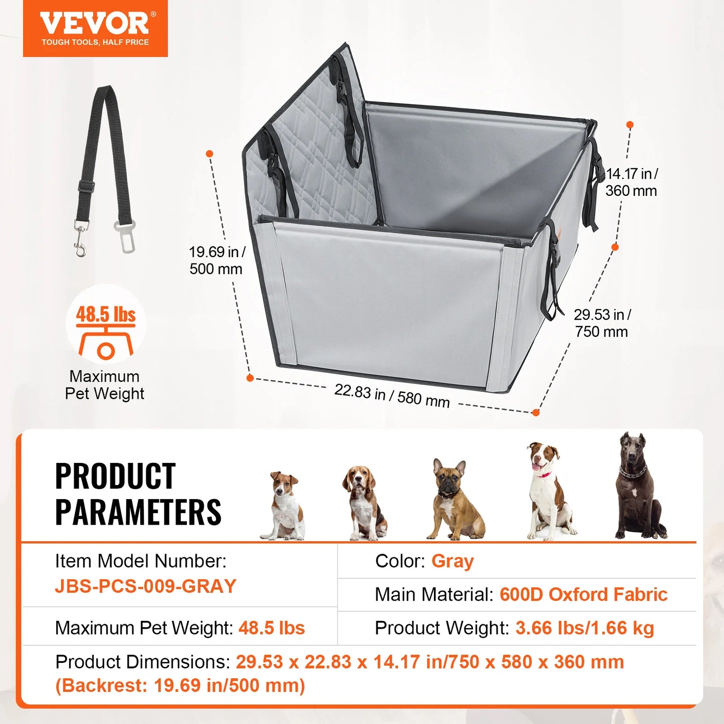 SucceBuy Waterproof Dog Car Seat Booster For Medium To Large Dogs