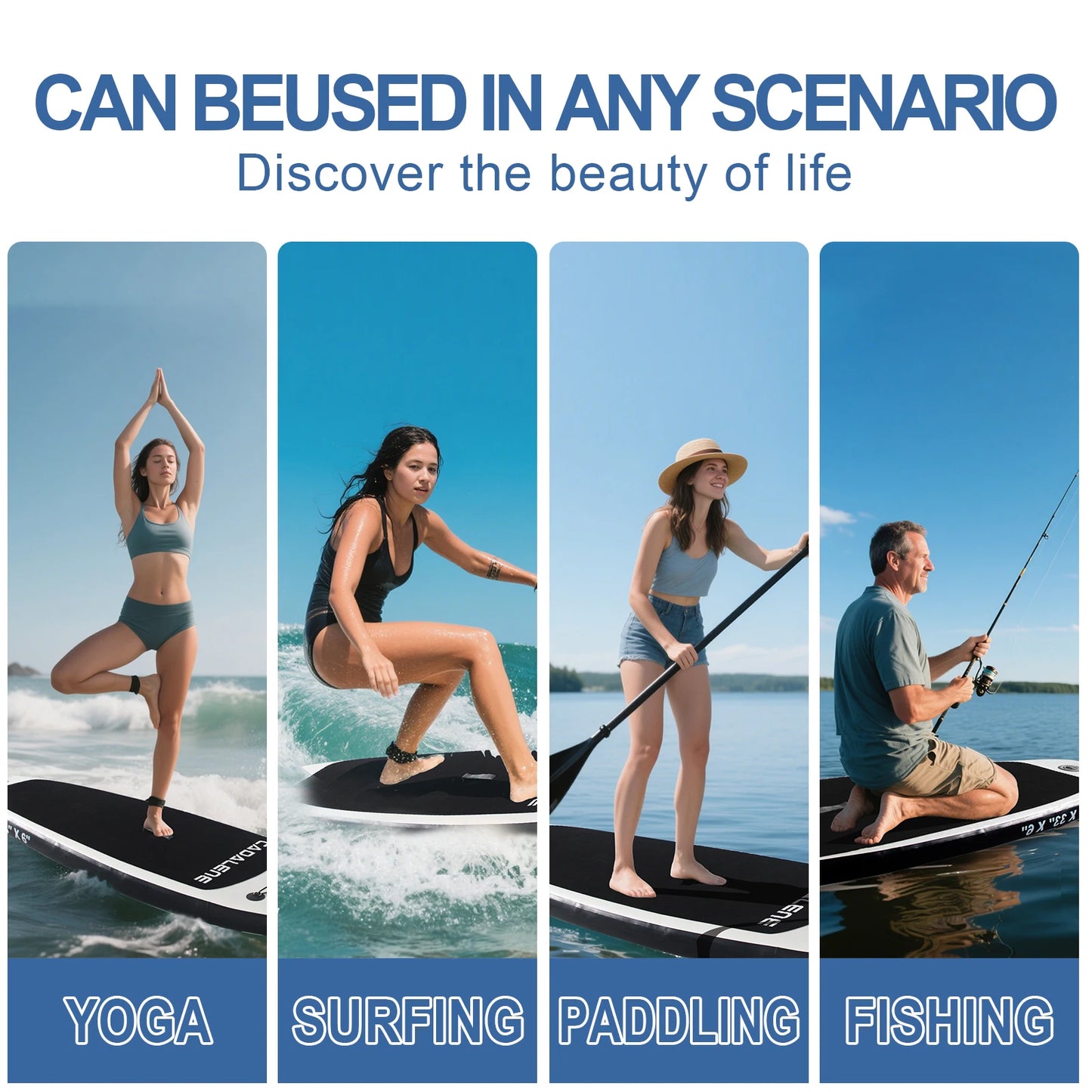 Meet the CADALENE inflatable SUP, your portable gateway to on the water adventures, designed for easy setup, stable rides, and endless summer memories.