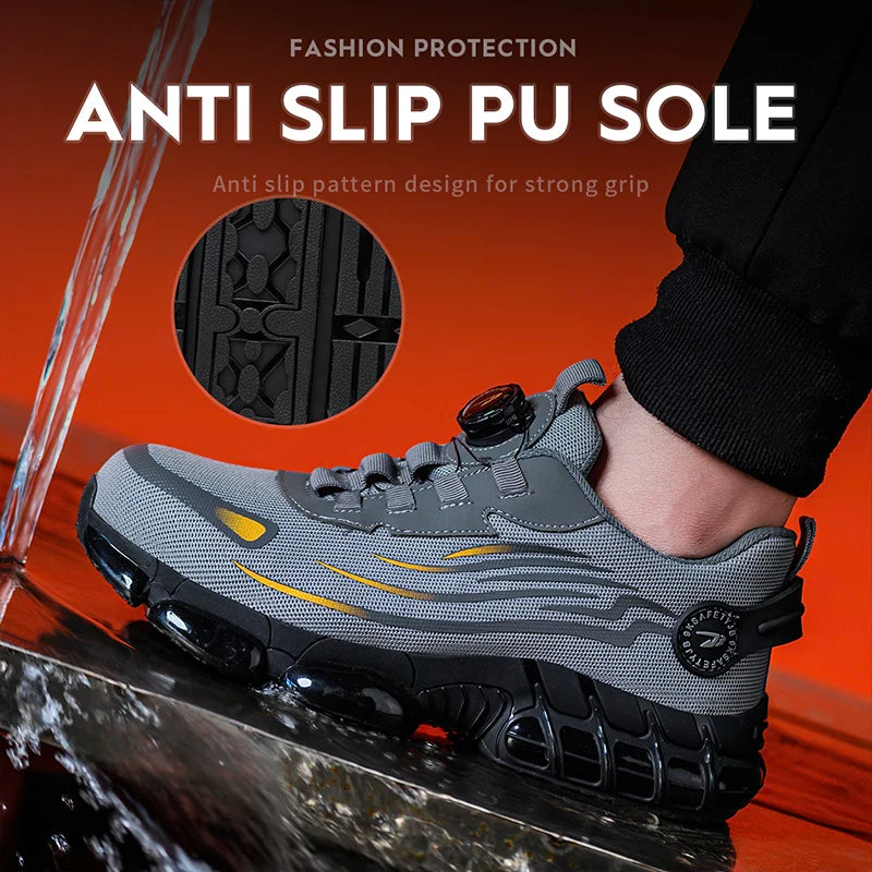 Breathable Lace Free Soft Sole Safety Shoes For Men Anti Smash And Puncture