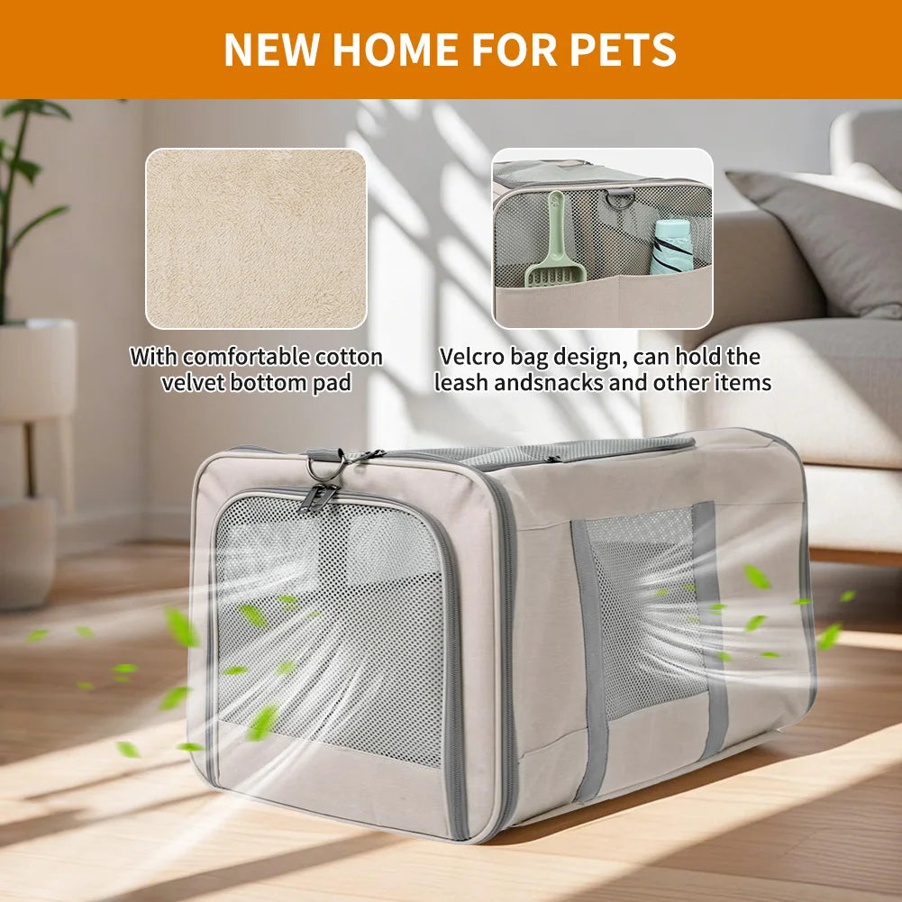 Travel confidently with your two feline companions in a sturdy, wheeled cat trolley built for long, comfortable journeys.