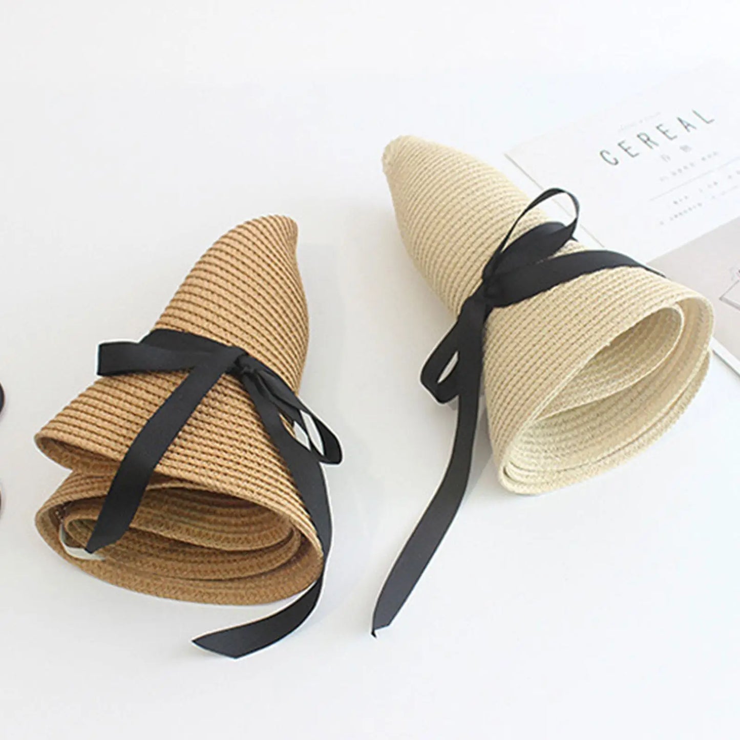 Summer straw hat,large wide brim,foldable beach sun hat, straw woven drooping brim UV protection ladies outdoor travel straw hat