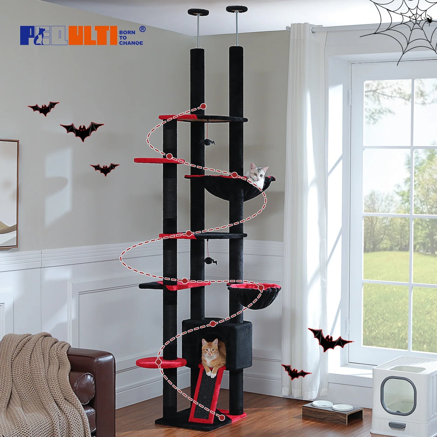Elevate your cat’s playtime with PAWZ Road Floor to Ceiling Cat Tree.