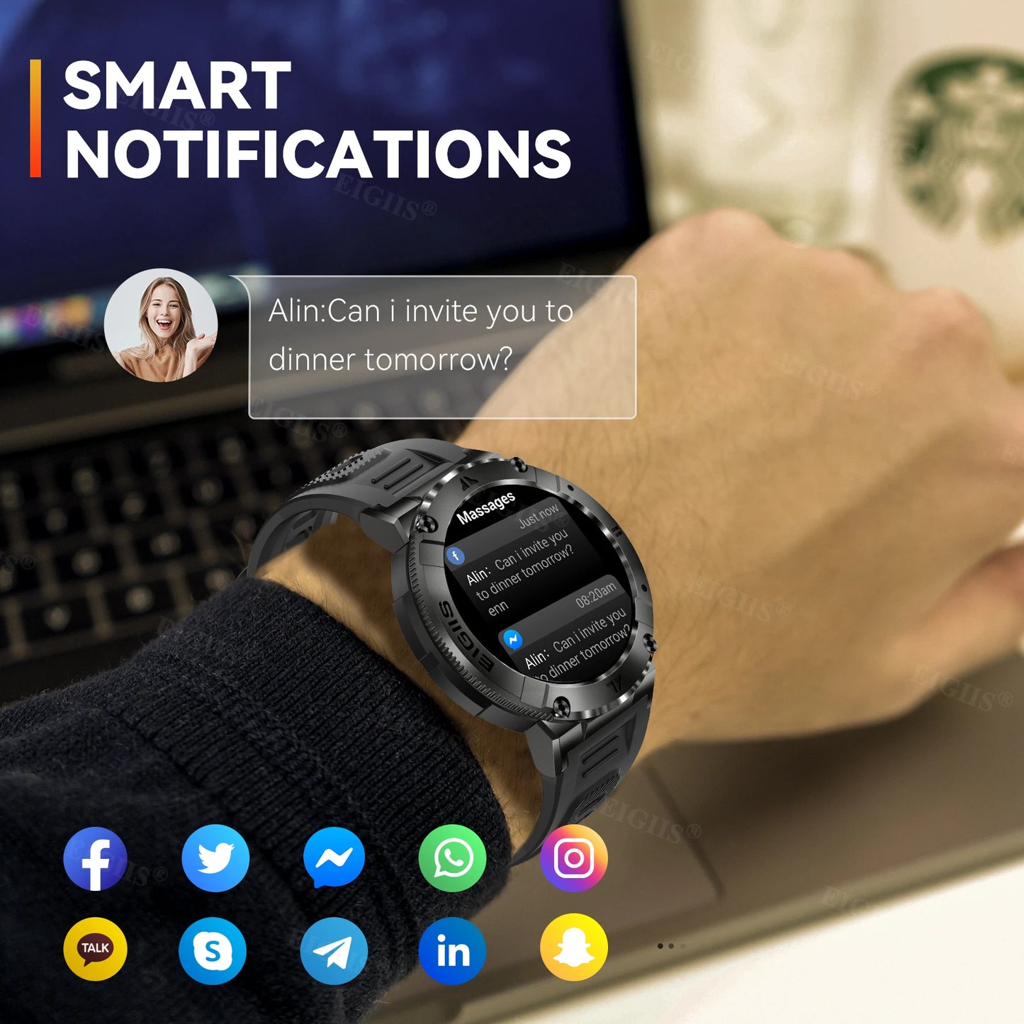 LaNikar Men Smartwatch TFT Display Bluetooth Call Blood Pressure Monitor