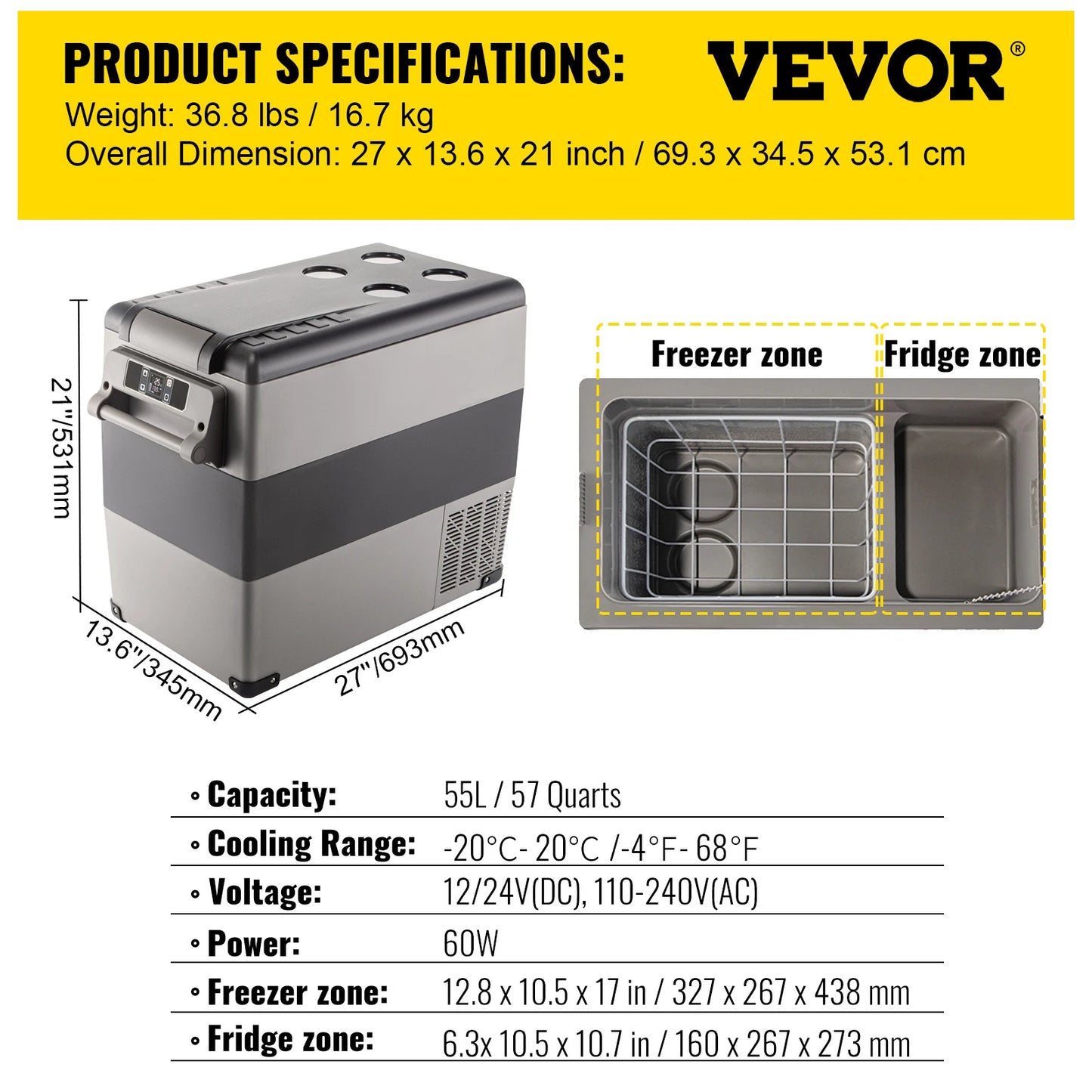 Stay refreshed on every adventure with the VEVOR car refrigerator that keeps your drinks and meals perfectly cold anywhere you roam.
