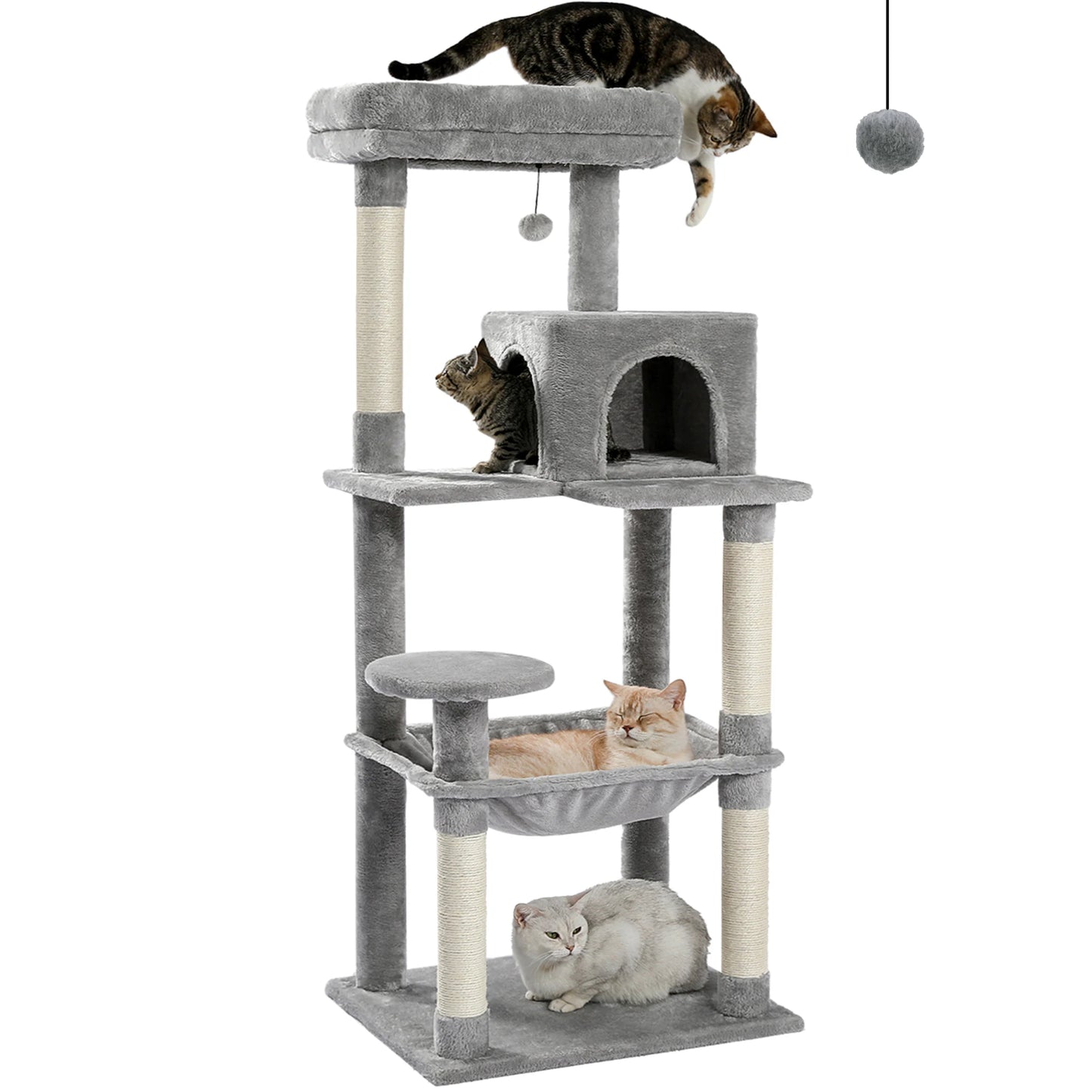 Elevate your indoor cat's playtime with PAWZ Road's sturdy 5-Level cat tree, expertly designed to support large cats, encourage climbing, provide safe lounging perches, and fit stylishly into your living space.