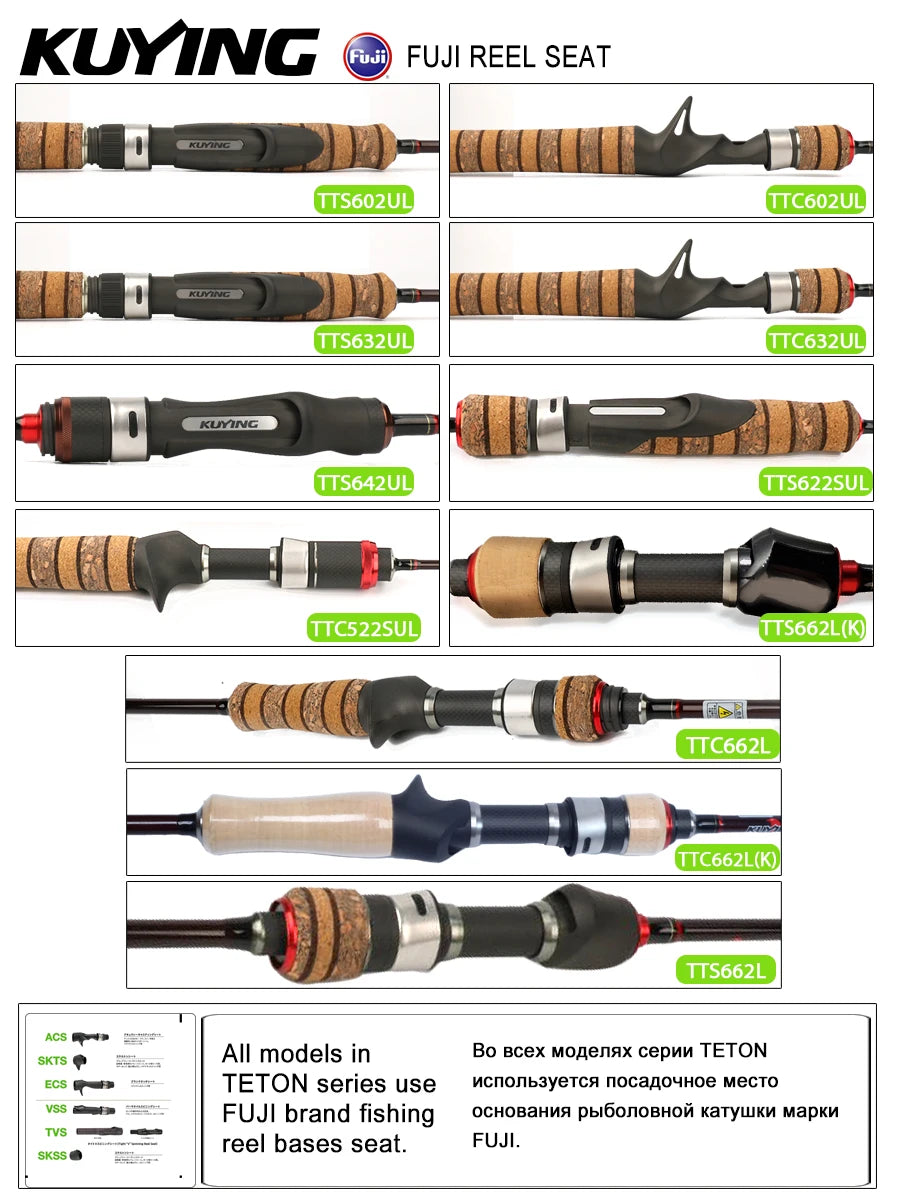 Experience featherweight sensitivity and rapid response with Kuying's Teton L Ul Sul carbon rod, designed for you to make ultralight lures and precise casts across lakes and rivers.