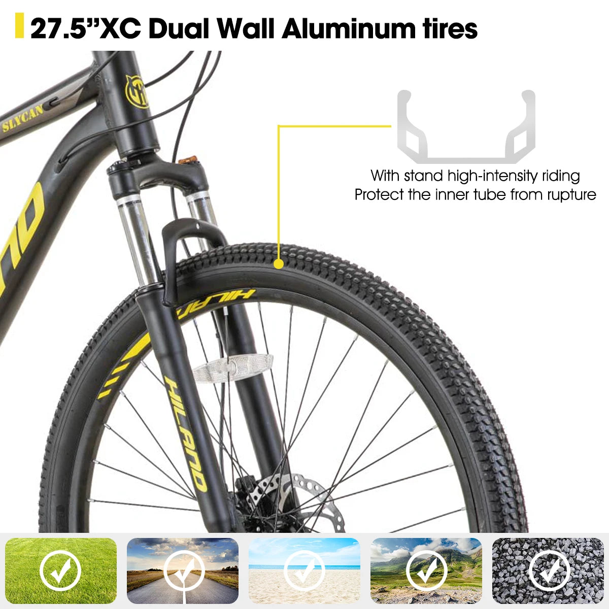 Experience rugged versatility on the Hiland Aluminum Mountain Bike, engineered for everyday adventures, delivering reliable performance whether you trail ride, commute, or push limits on rough terrain in any season for daily commuting and weekend