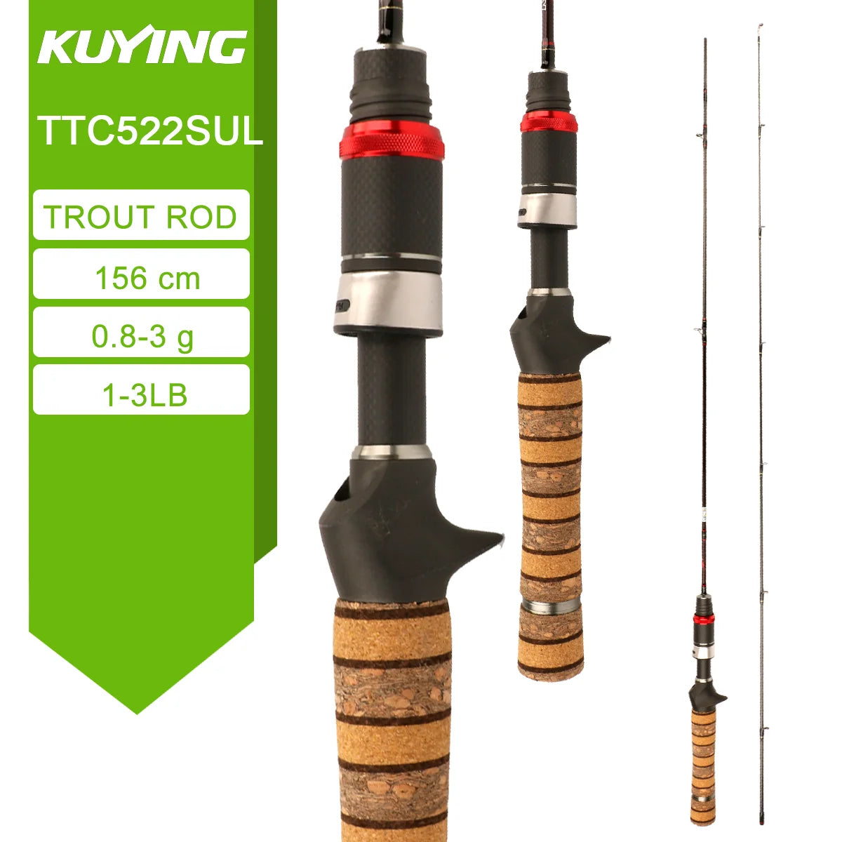 Experience featherweight sensitivity and rapid response with Kuying's Teton L Ul Sul carbon rod, designed for you to make ultralight lures and precise casts across lakes and rivers.
