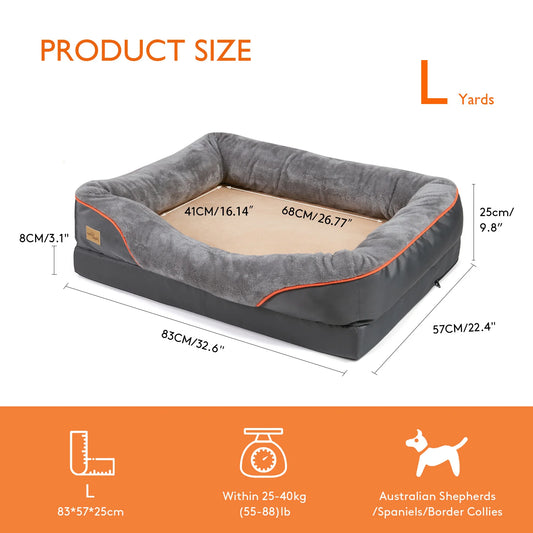 BINGOPAW Large Dog Bed With Warm Fleece Removable Cover Anti Allergy Waterproof