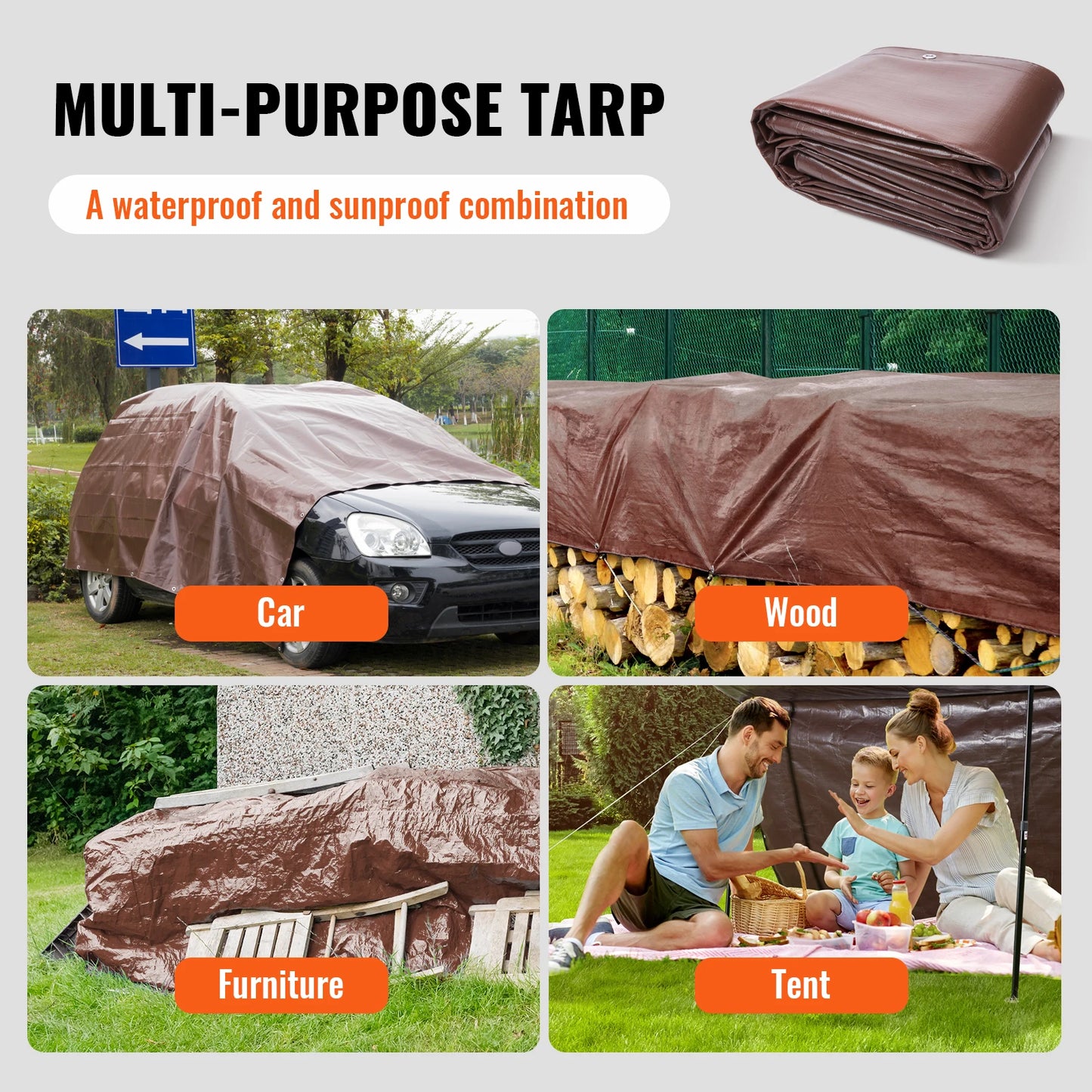 SucceBuy Heavy Duty Tarp 16 Mil Thick  Waterproof Tear Proof Poly Plastic Tarps Cover  Multi-Purpose Outdoor Tarpaulin for Truck